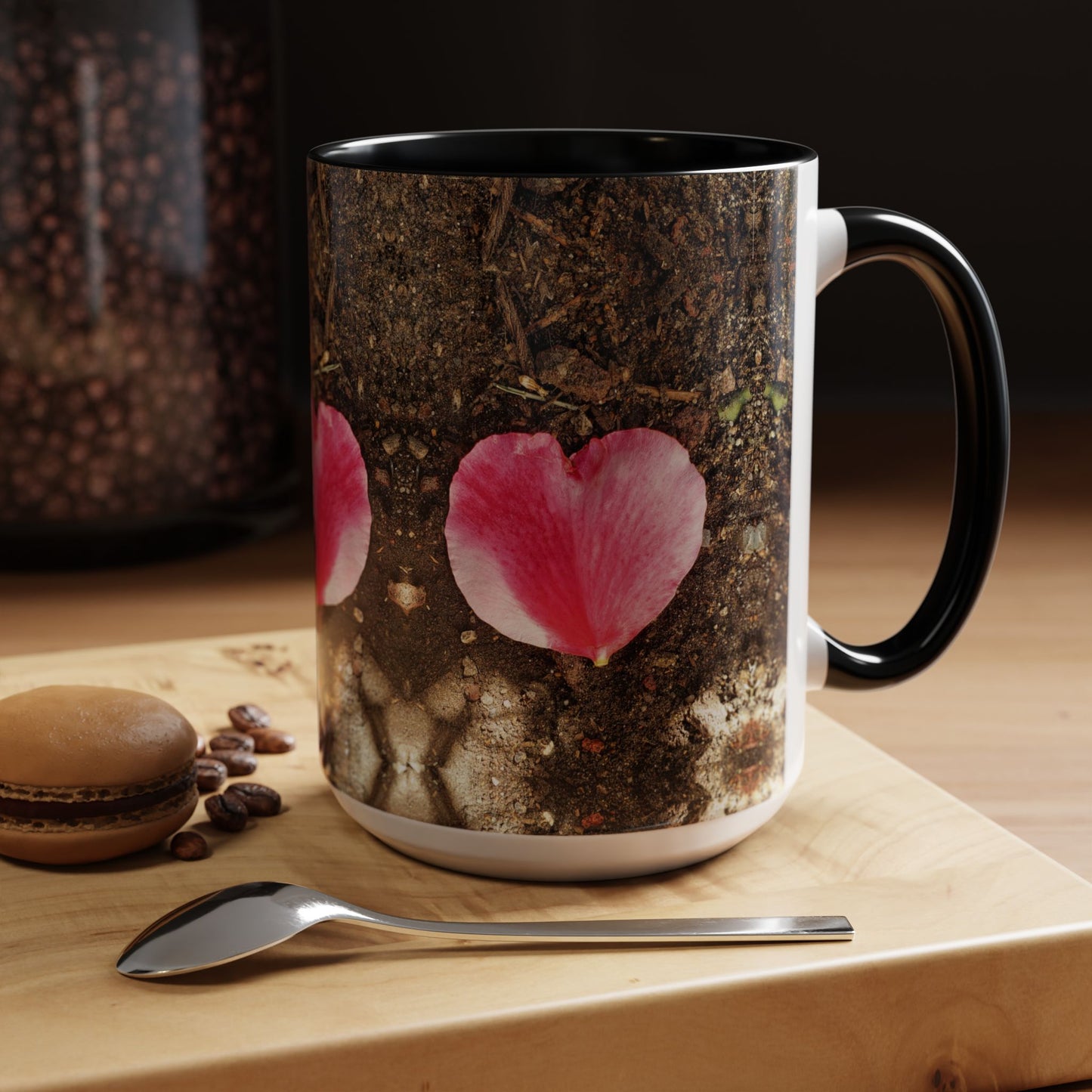 11oz/15oz Garden Themed Double Delight Heart Shaped Rose Petal Coffee Mug
