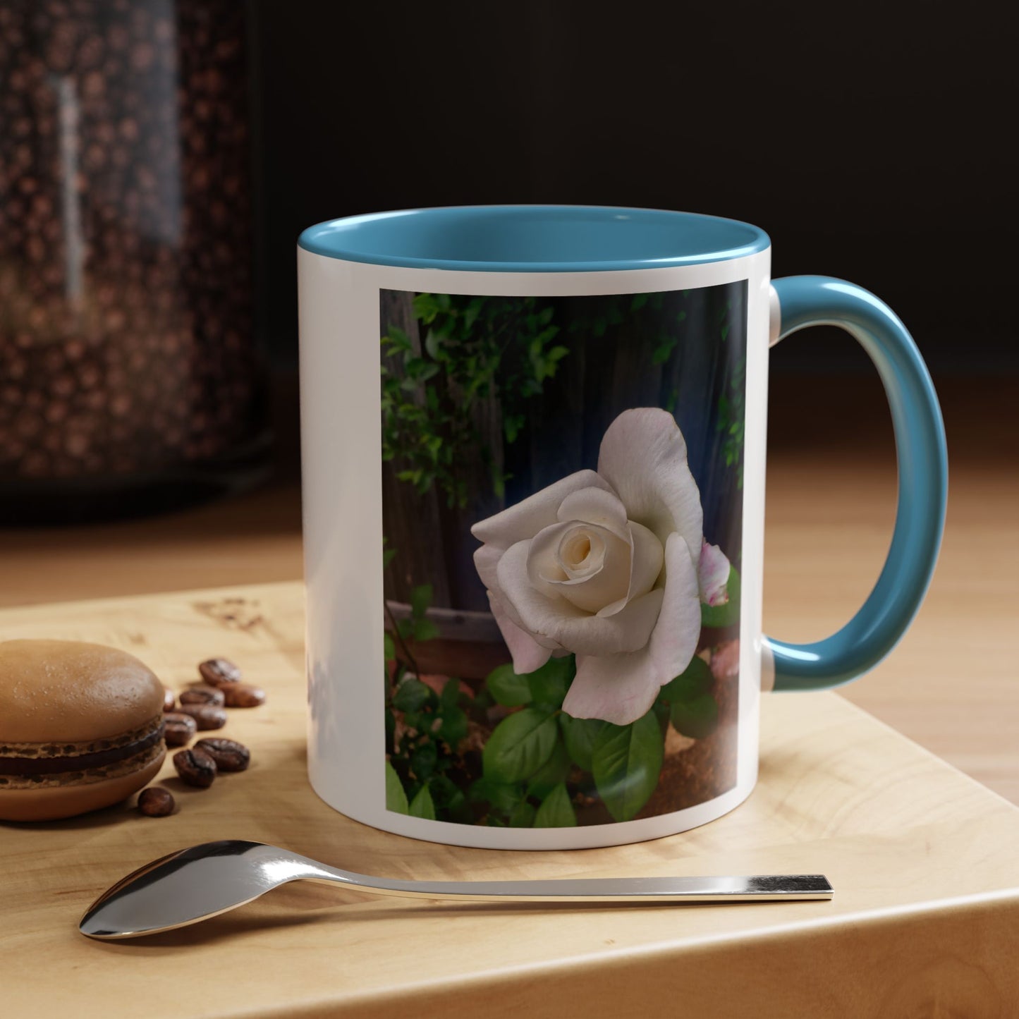 11oz/15oz Garden Themed White Sugar Moon Hybrid Tea Roses Coffee Mug