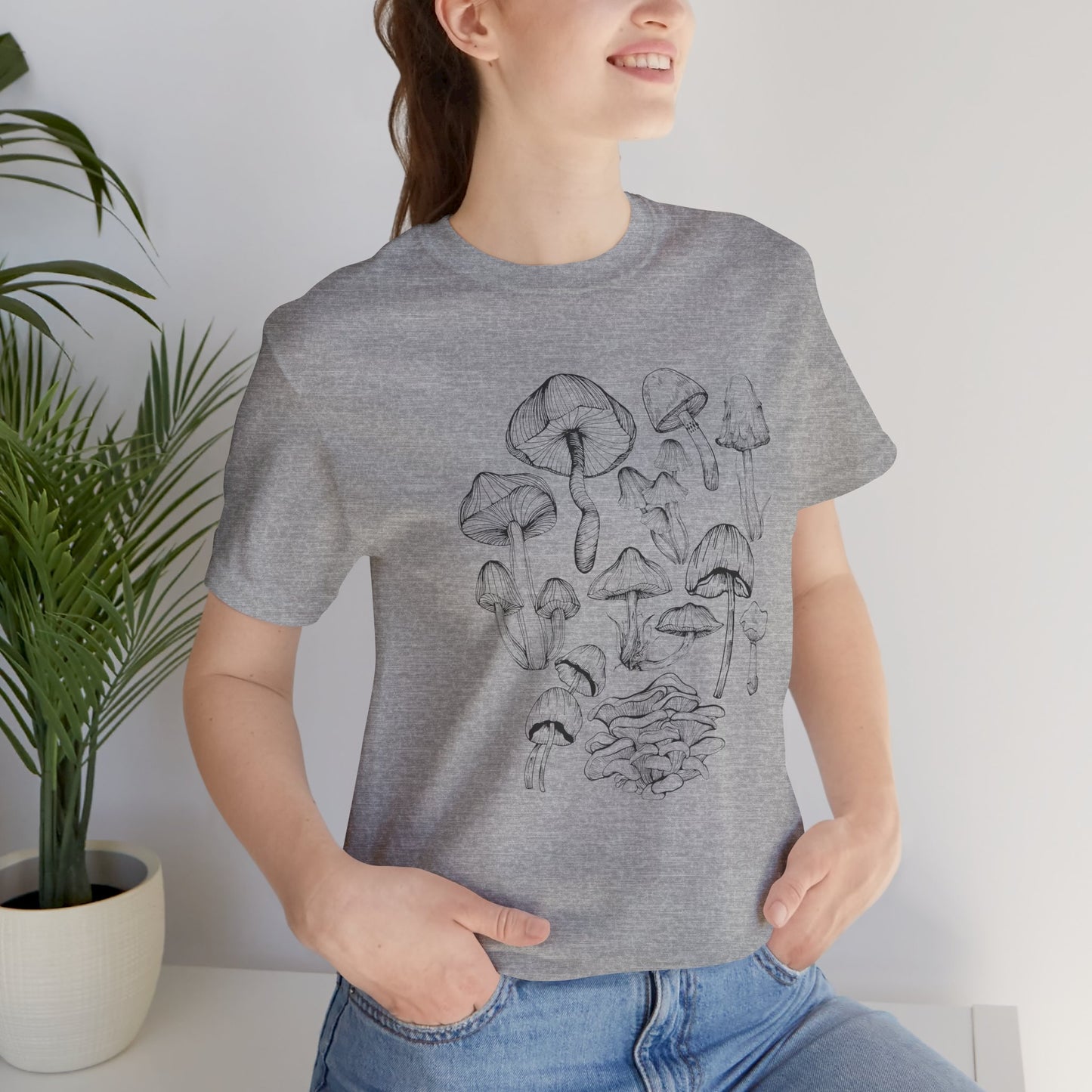 Unisex Mushroom Lover Fungi Print Toadstool T-Shirt