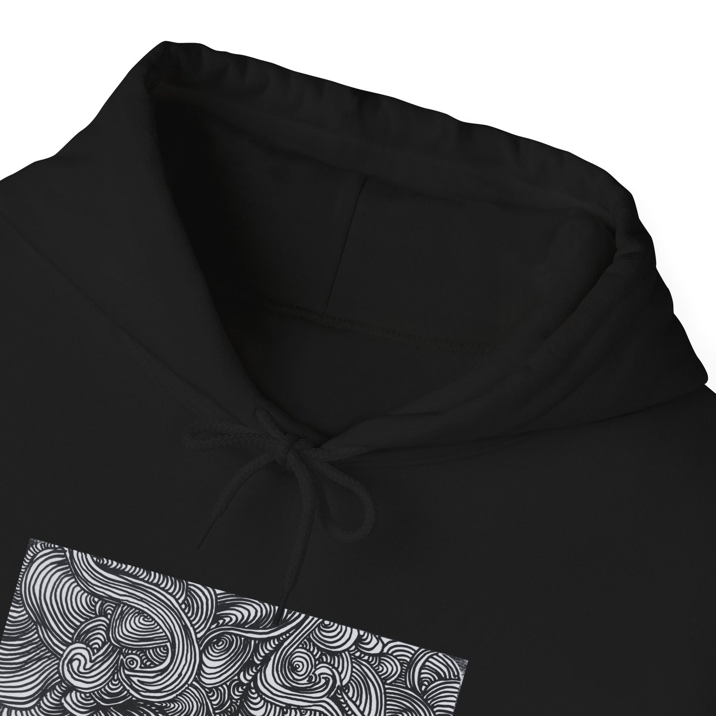 Unisex Heavy Blend™ Original Minimalist Line Art Midsize Print Hooded Sweatshirt - Liquid
