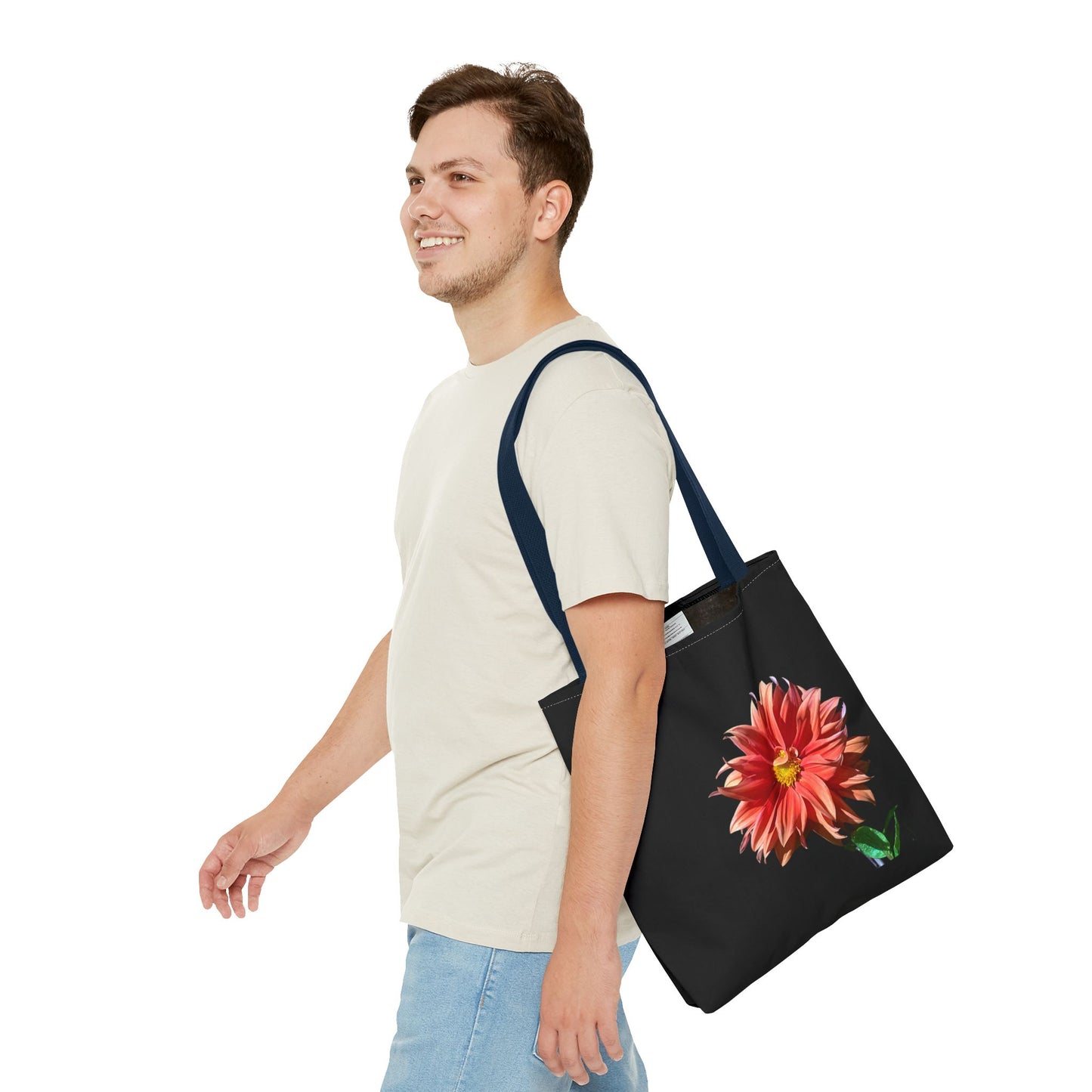 Unisex Dahlia Flower Tote Bag Nature Inspired Tote Floral Print Bag Garden Themed Tote Bag Dahlia Printed Gift Idea For Florists Plant Lover