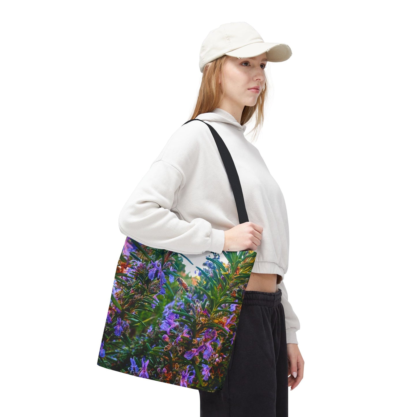 Garden Themed Bee and Rosemary Tote Bag
