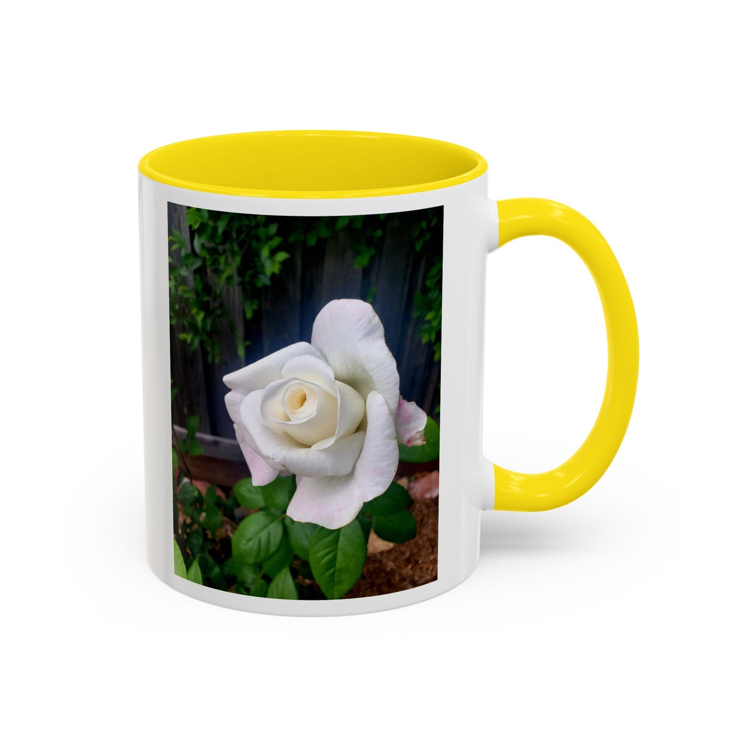 11oz/15oz Garden Themed White Sugar Moon Hybrid Tea Roses Coffee Mug