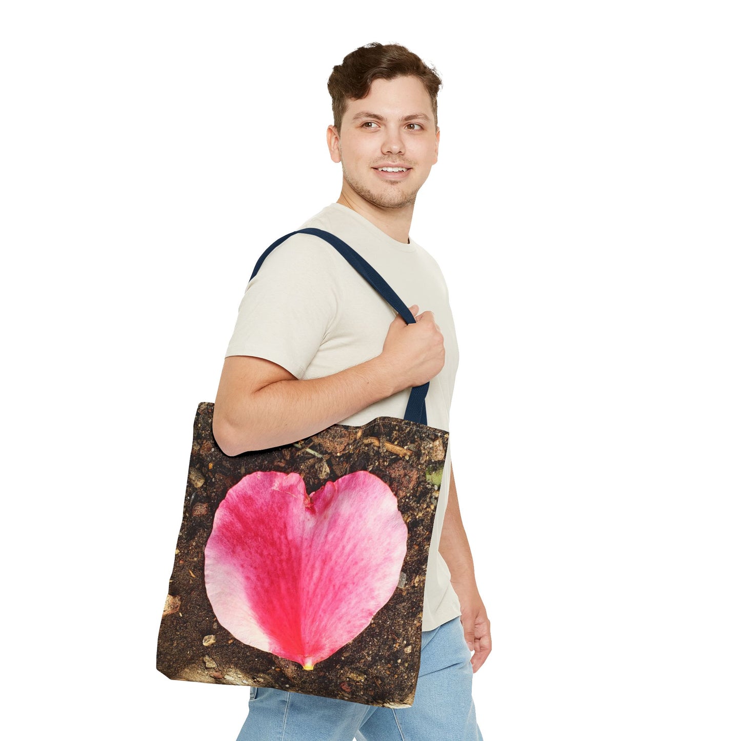 Unisex Garden Themed Double Delight Heart Shaped Rose Petal Tote Bag