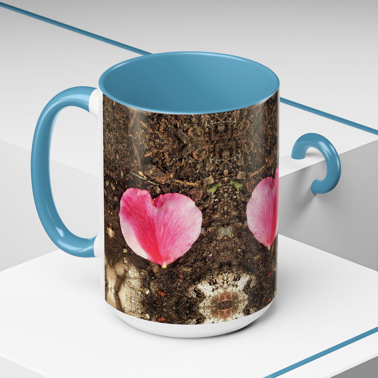 11oz/15oz Garden Themed Double Delight Heart Shaped Rose Petal Coffee Mug
