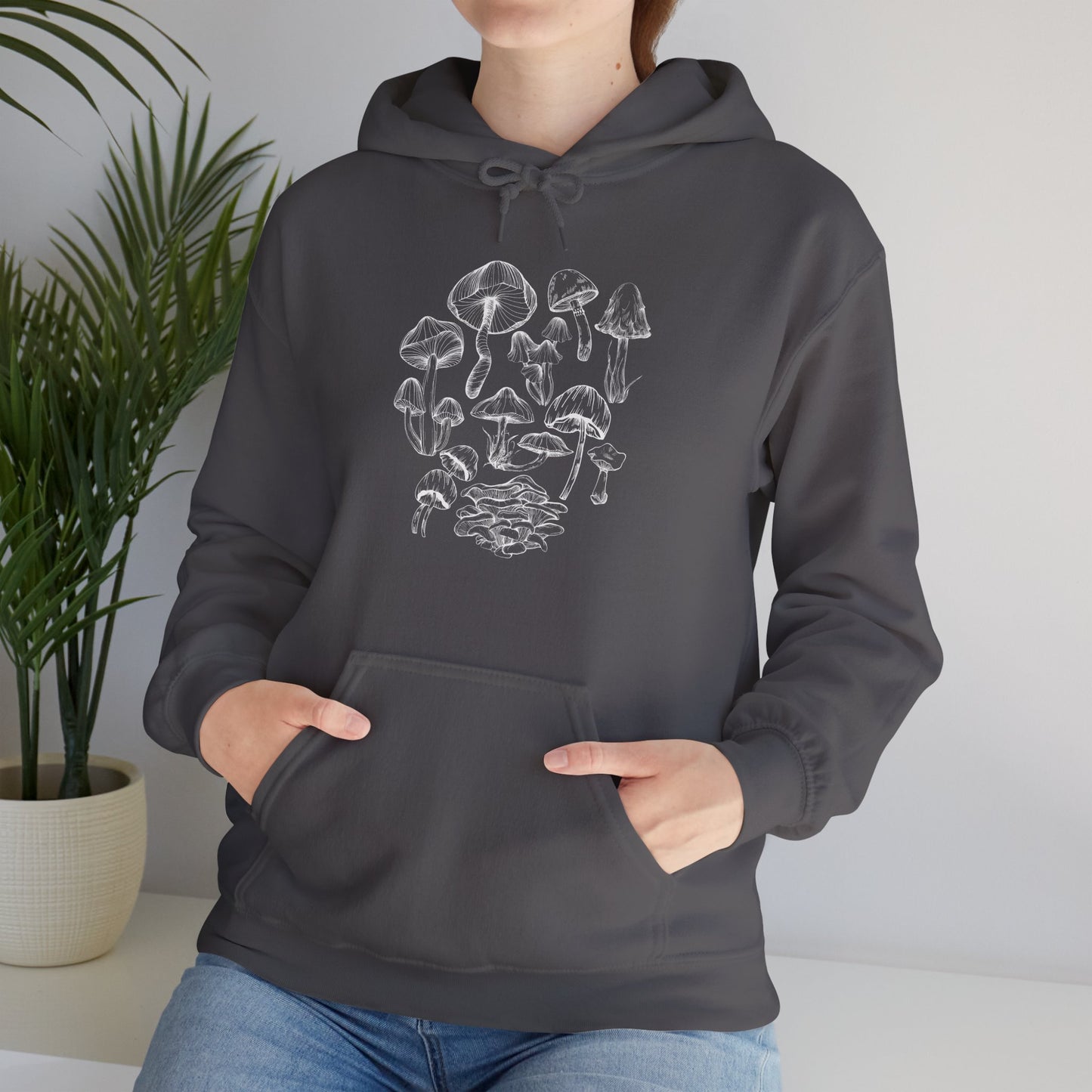 Unisex Mushroom Lover Fungi Print Toadstool Hooded Sweatshirt