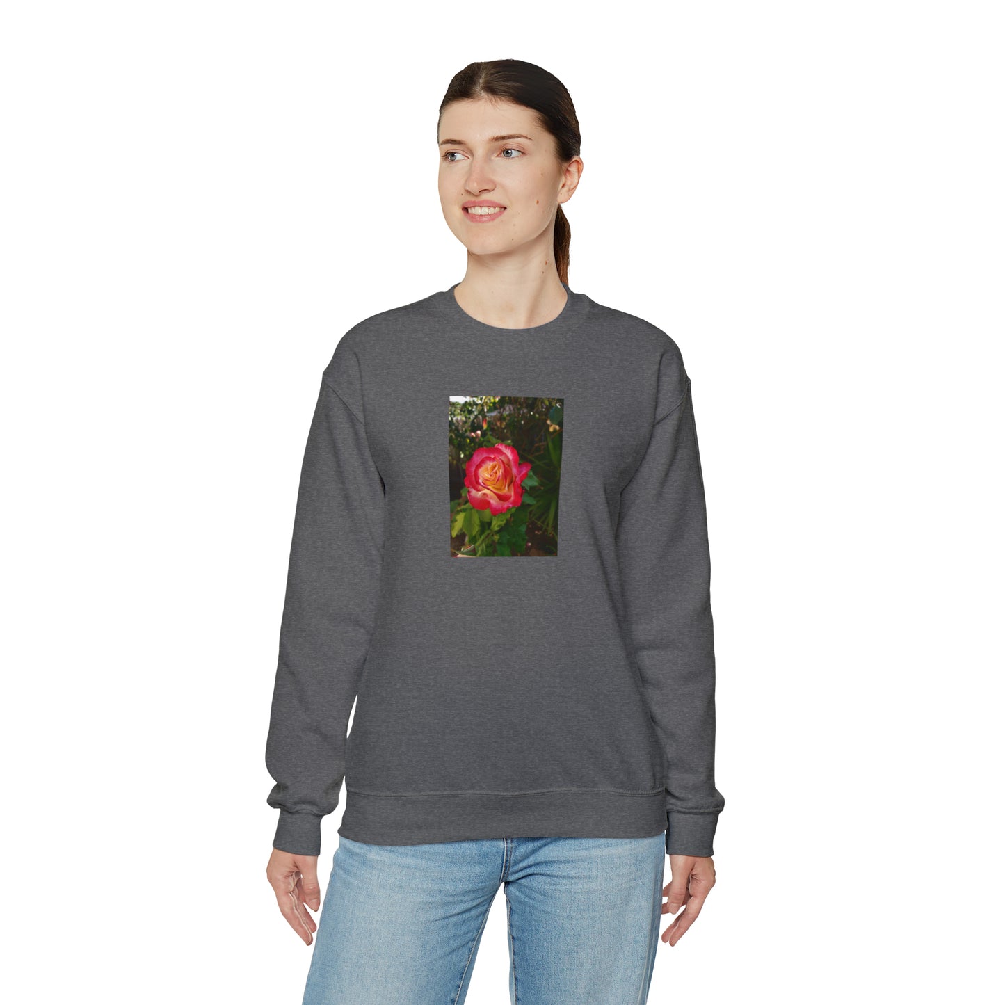 Unisex Gardening Sweatshirt Double Delight Rose Print