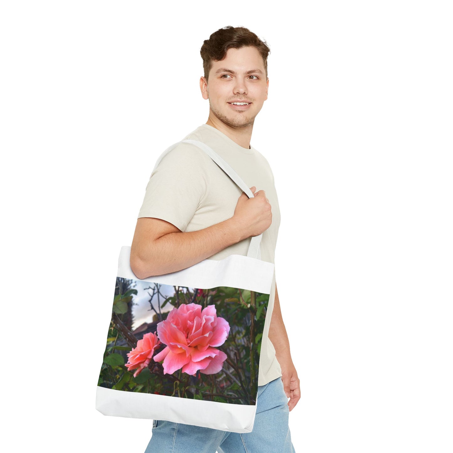Unisex Garden Themed Double Delight Roses Reusable Tote Bag