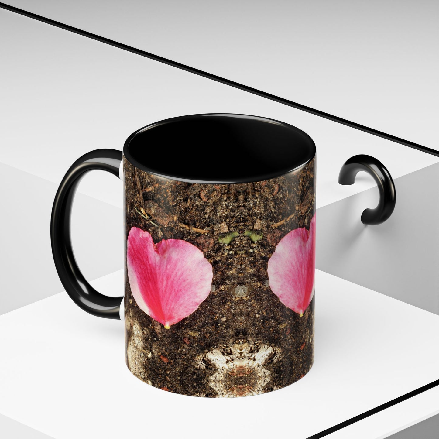 11oz/15oz Garden Themed Double Delight Heart Shaped Rose Petal Coffee Mug