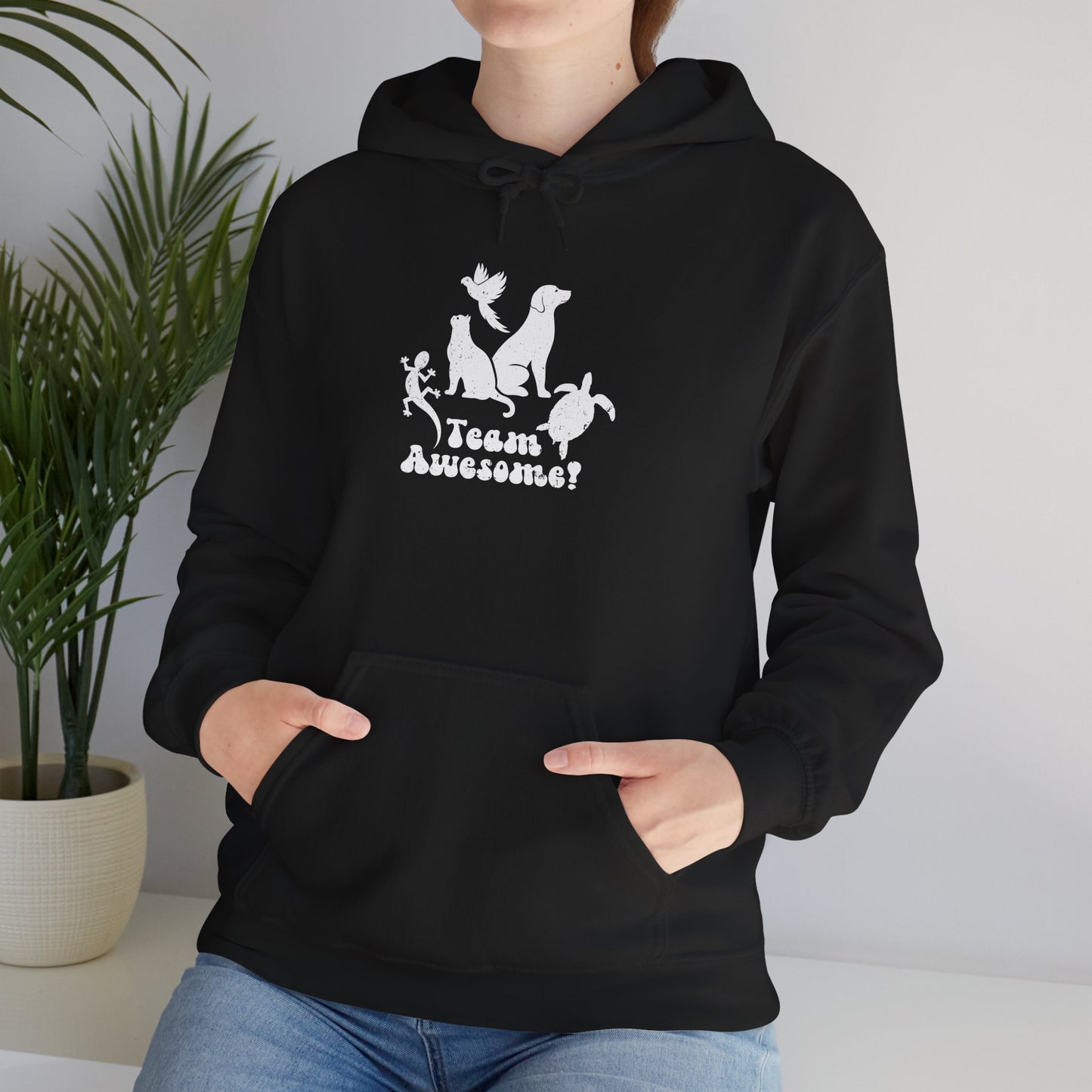 Unisex Animal Lover Lizard Cat Bird Dog Turtle Team Awesome Hooded Sweatshirt