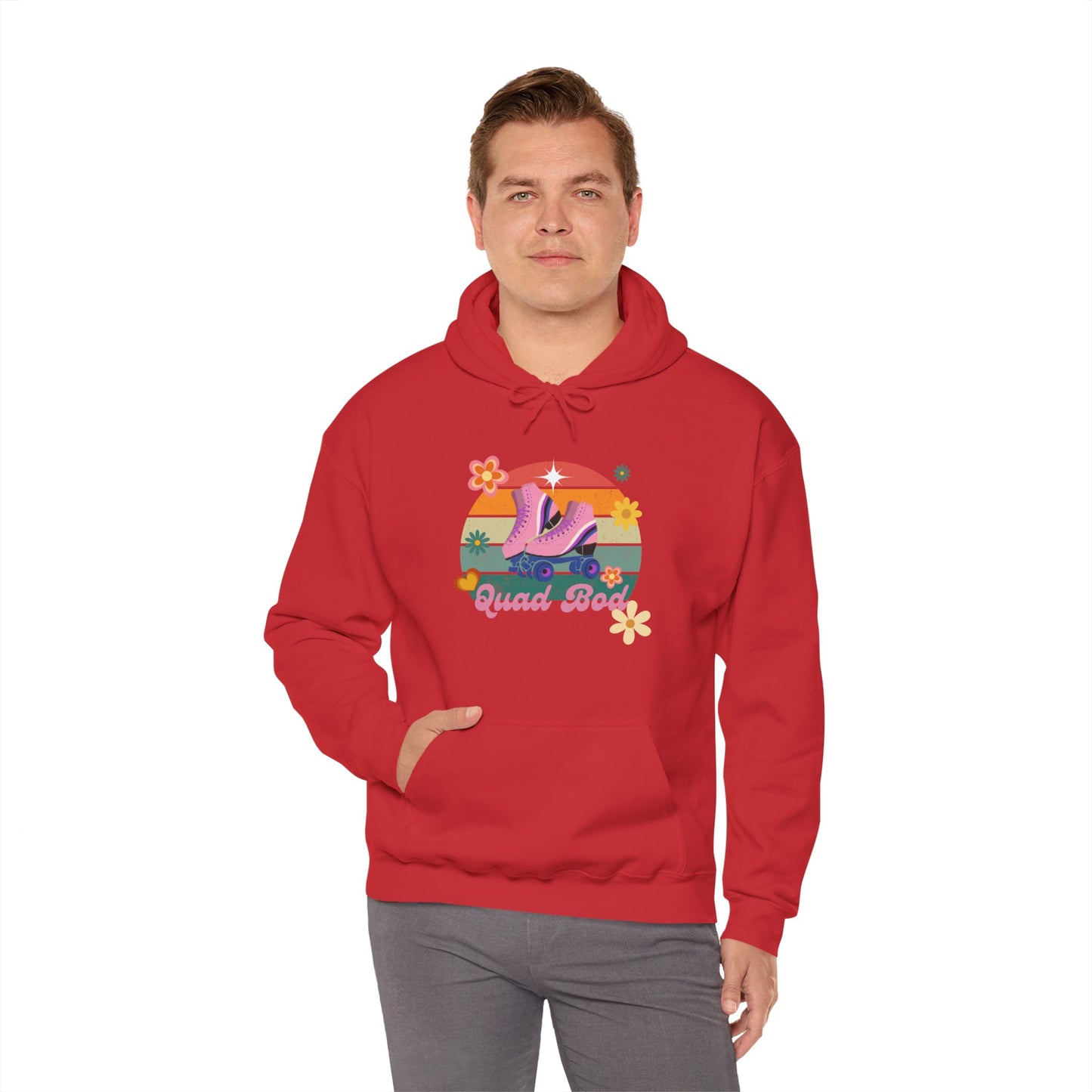 Unisex Heavy Blend™ Quad Bod Retro Vibes Rollerskater Hooded Sweatshirt