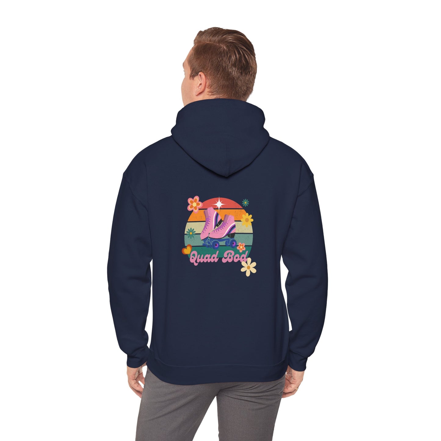 Unisex Heavy Blend™ Quad Bod Retro Vibes Rollerskater Hooded Sweatshirt