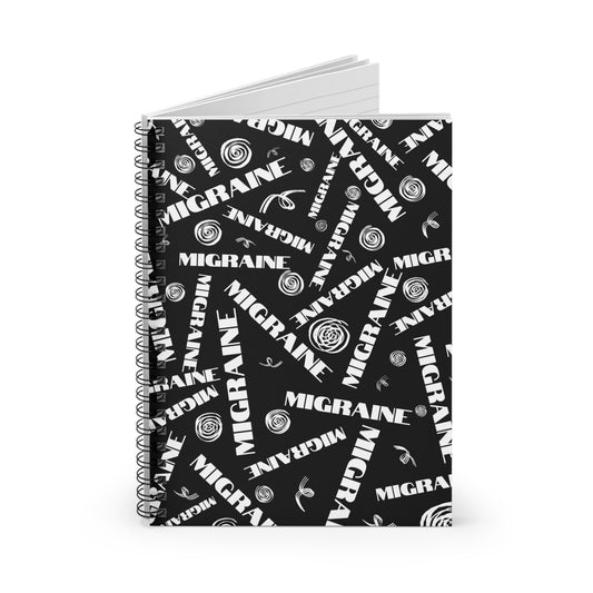 Spiral 118 Page Migraine Day Word Scramble Notebook - Black