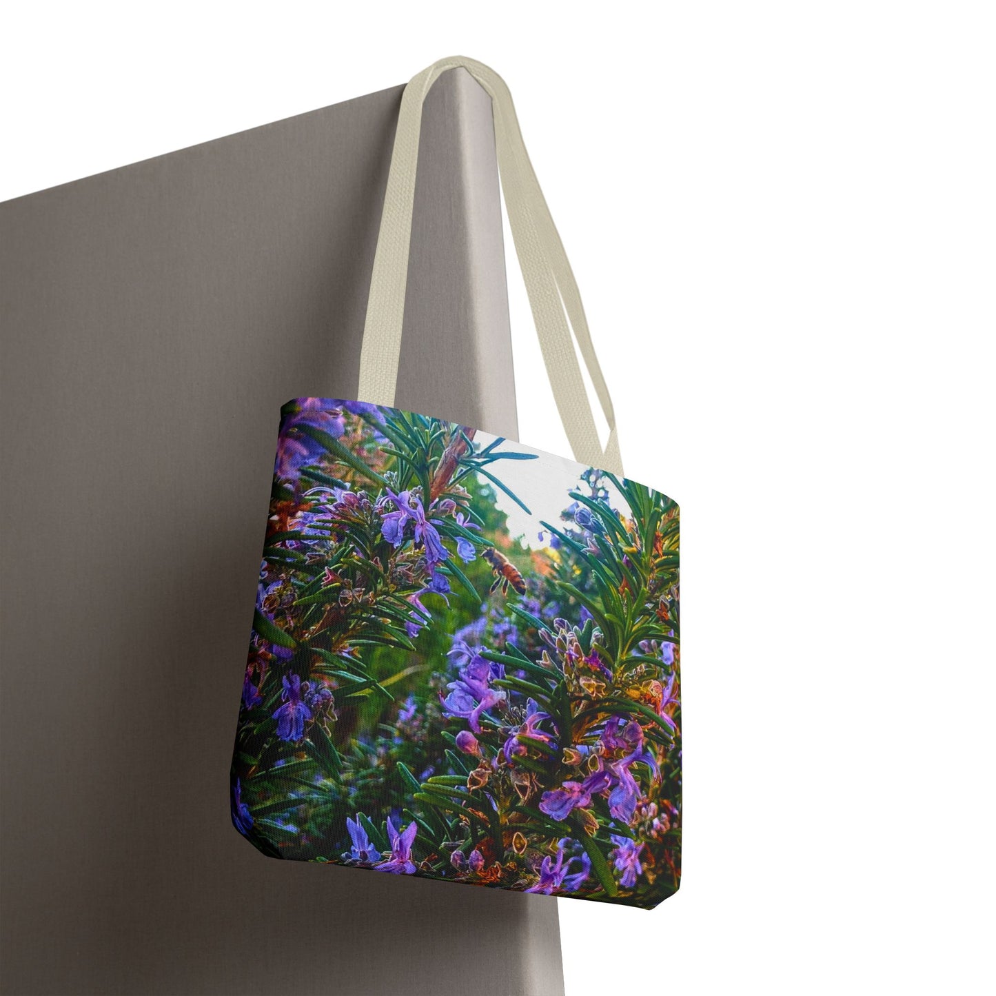 Garden Themed Bee and Rosemary Tote Bag
