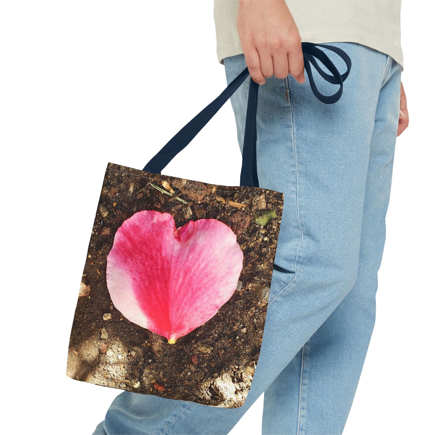 Unisex Garden Themed Double Delight Heart Shaped Rose Petal Tote Bag