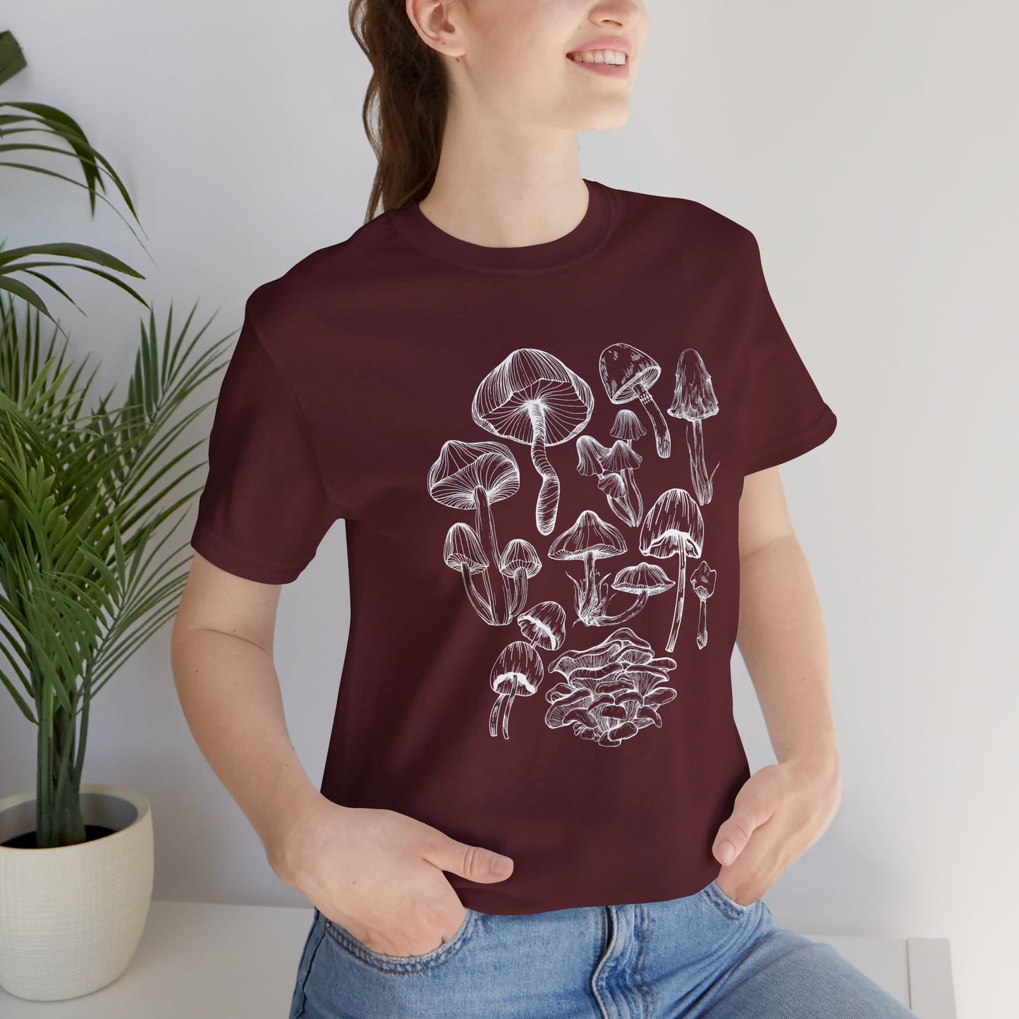 Unisex Mushroom Lover Fungi Print Toadstool T-Shirt
