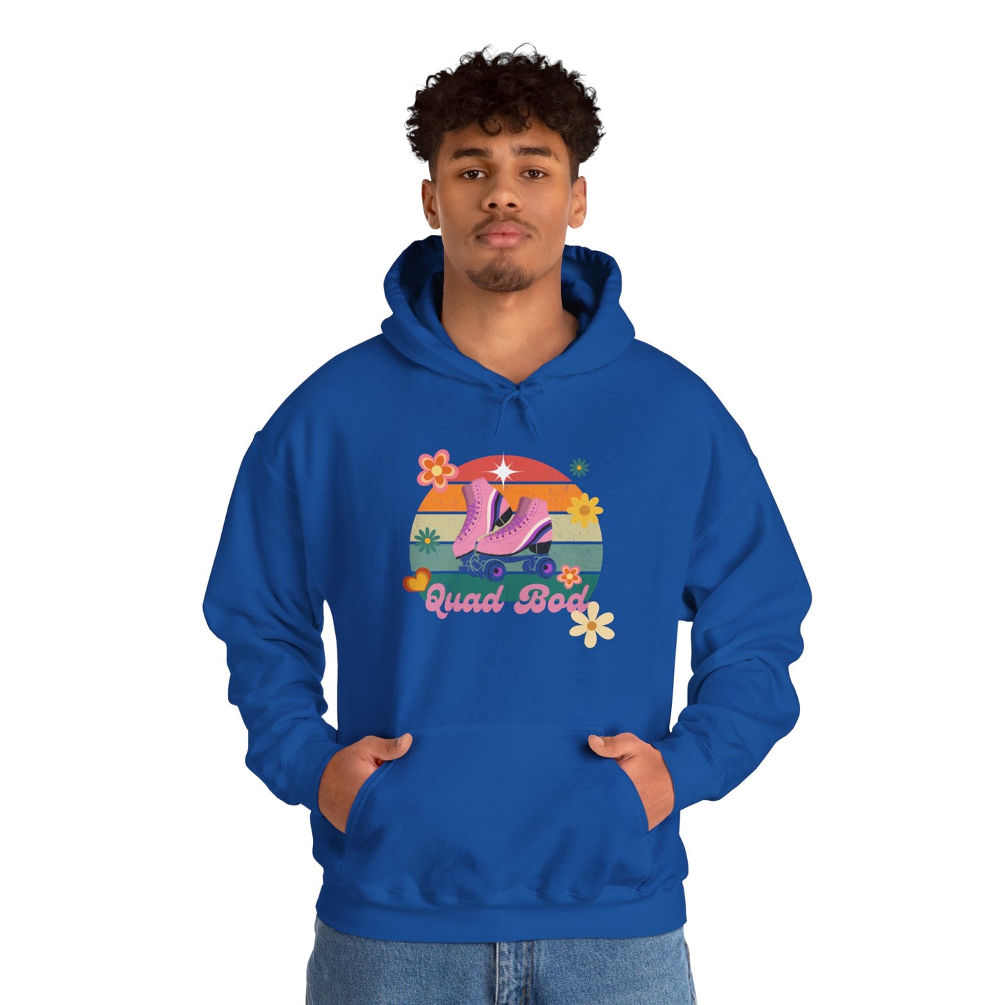 Unisex Heavy Blend™ Quad Bod Retro Vibes Rollerskater Hooded Sweatshirt