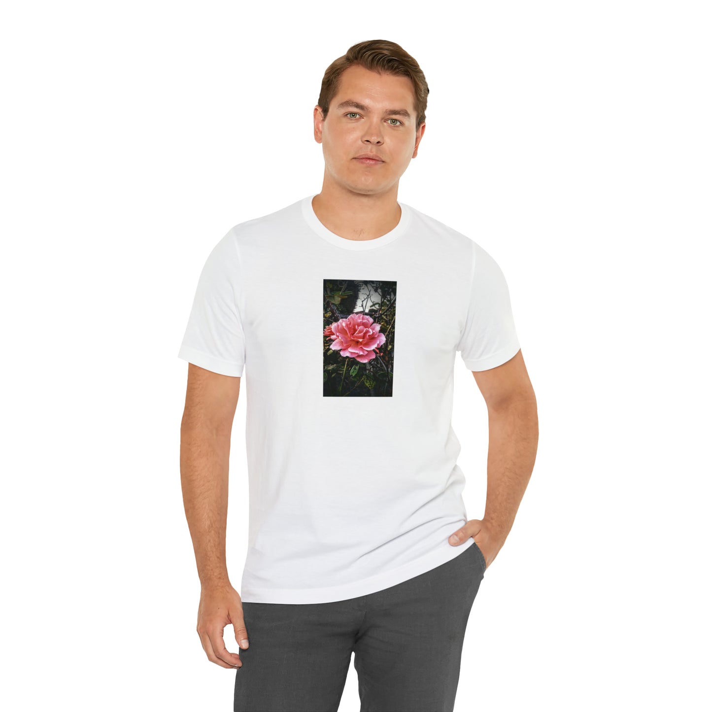 Unisex Gardening Shirt Double Delight Rose Print