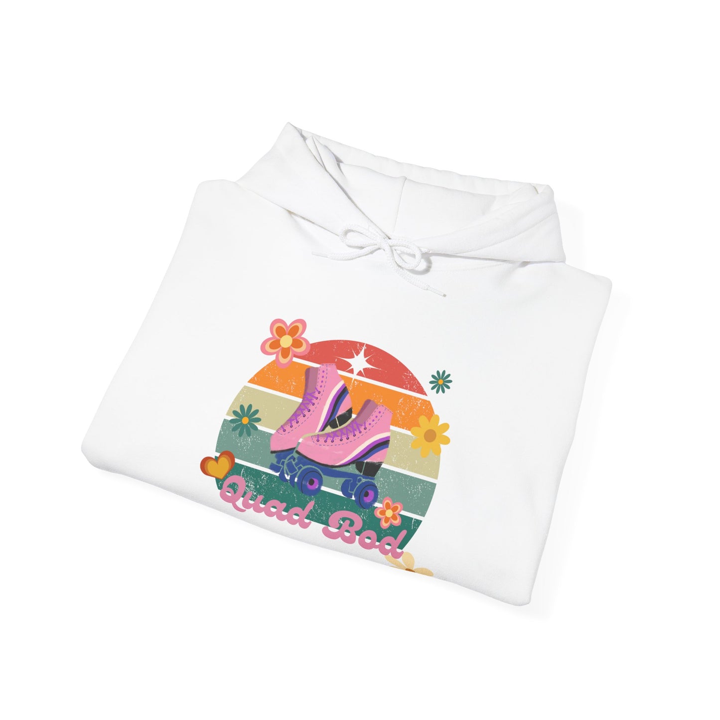 Unisex Heavy Blend™ Quad Bod Retro Vibes Rollerskater Hooded Sweatshirt