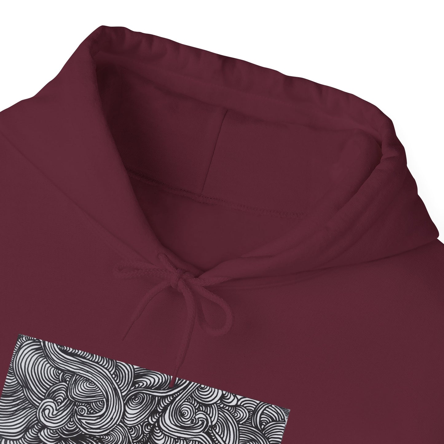 Unisex Heavy Blend™ Original Minimalist Line Art Midsize Print Hooded Sweatshirt - Liquid