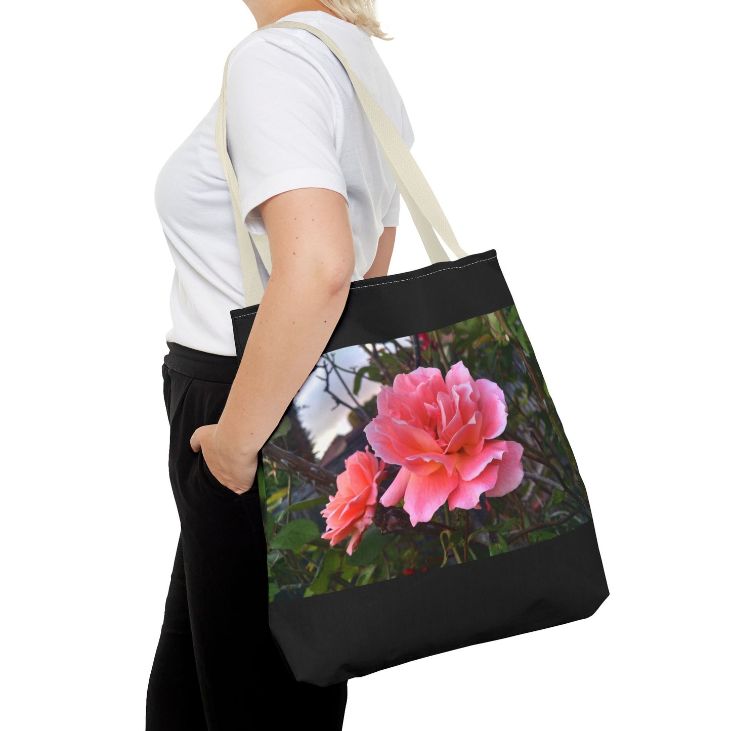 Unisex Garden Themed Double Delight Roses Reusable Tote Bag