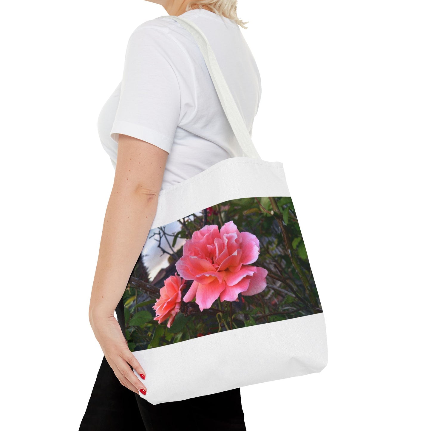 Unisex Garden Themed Double Delight Roses Reusable Tote Bag