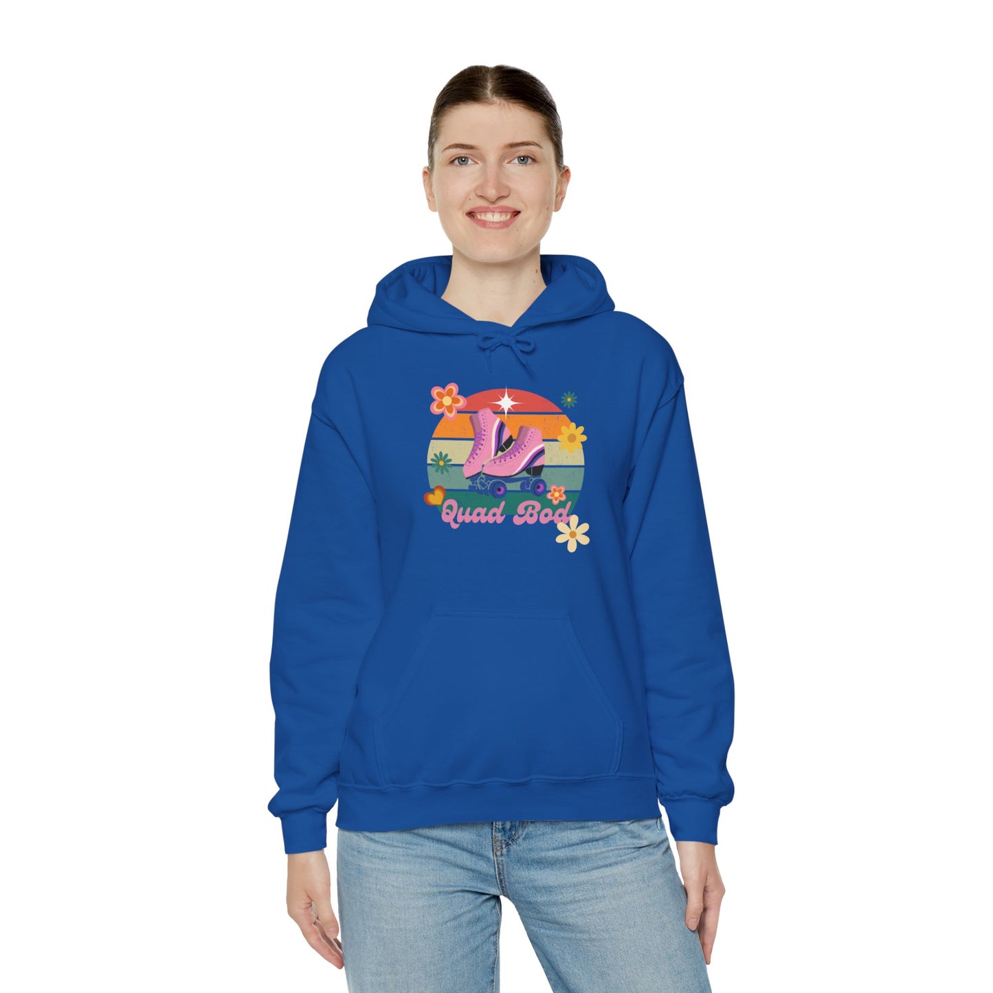 Unisex Heavy Blend™ Quad Bod Retro Vibes Rollerskater Hooded Sweatshirt