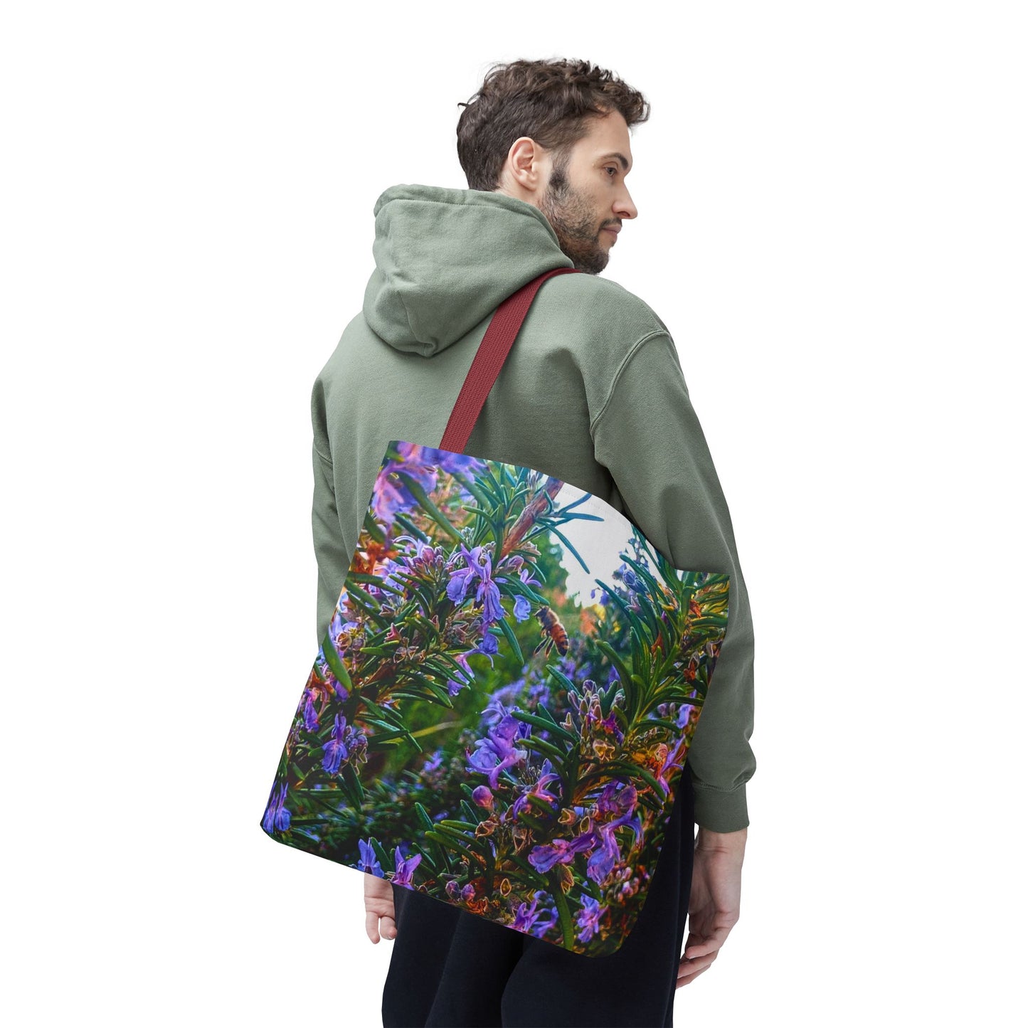 Garden Themed Bee and Rosemary Tote Bag