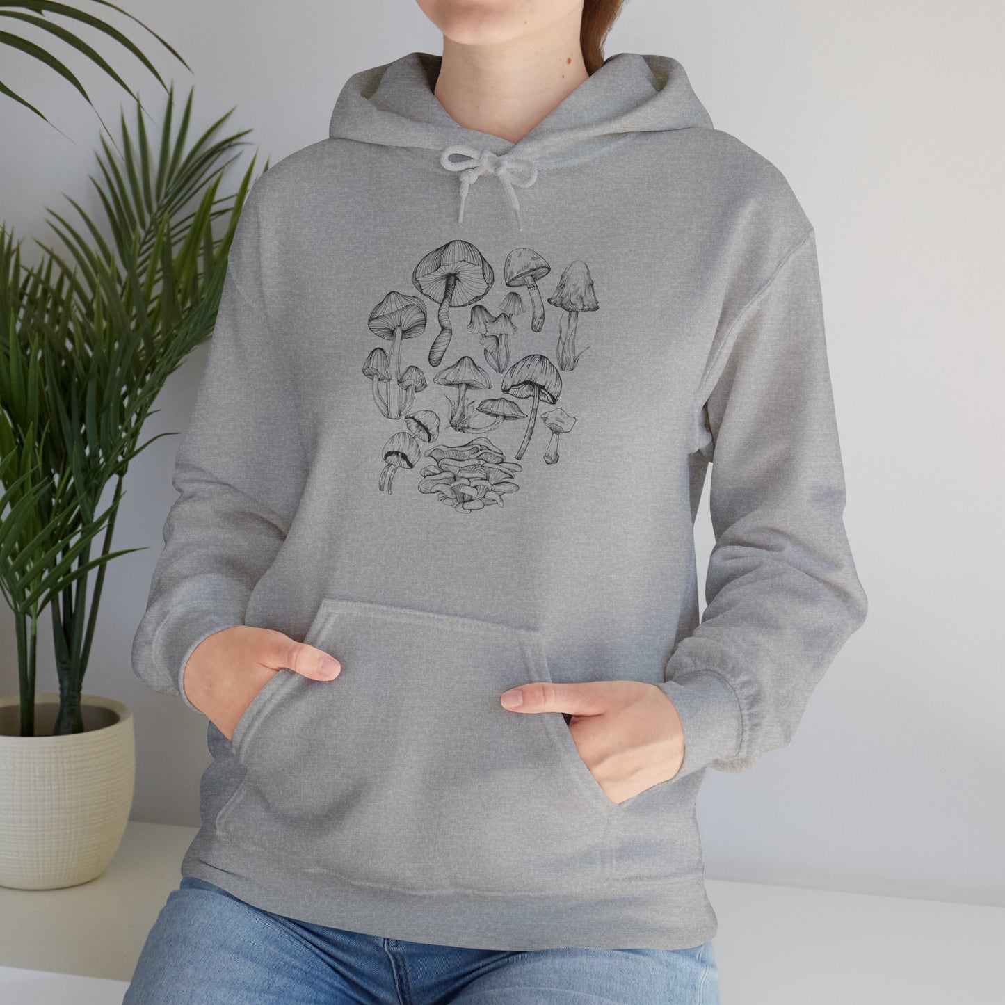 Unisex Mushroom Lover Fungi Print Toadstool Hooded Sweatshirt