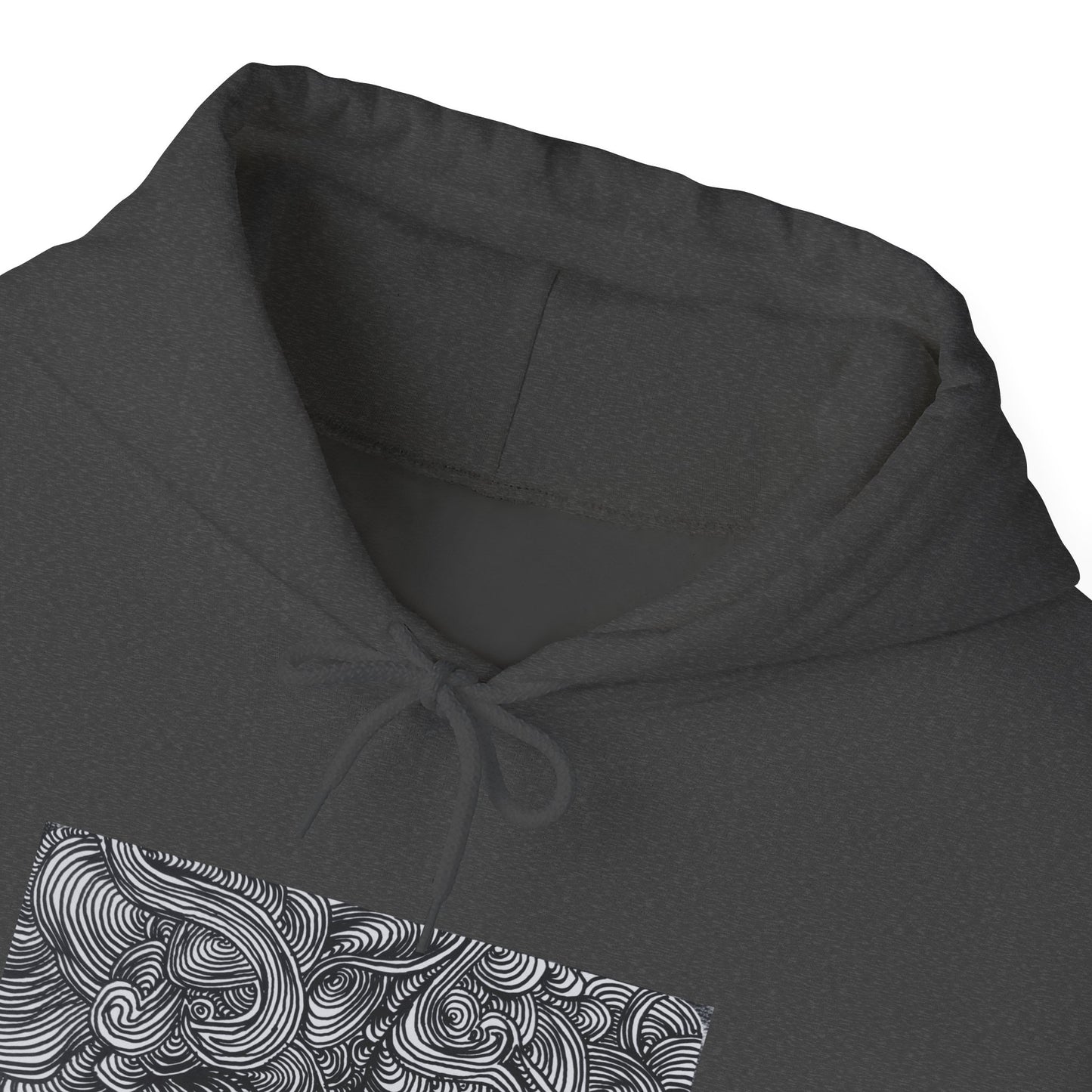 Unisex Heavy Blend™ Original Minimalist Line Art Midsize Print Hooded Sweatshirt - Liquid