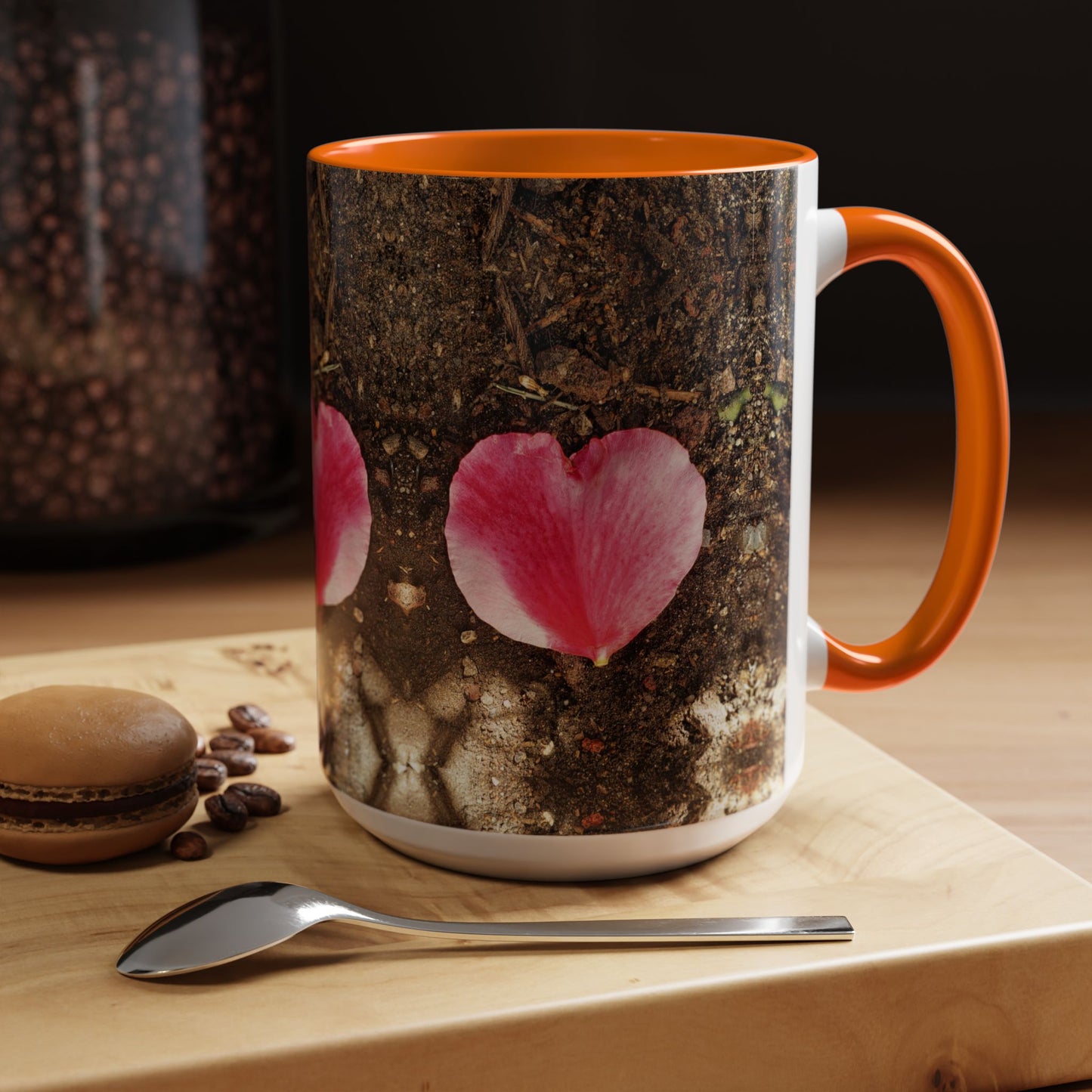 11oz/15oz Garden Themed Double Delight Heart Shaped Rose Petal Coffee Mug
