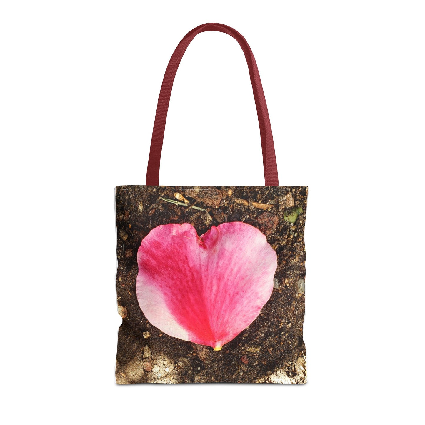 Unisex Garden Themed Double Delight Heart Shaped Rose Petal Tote Bag