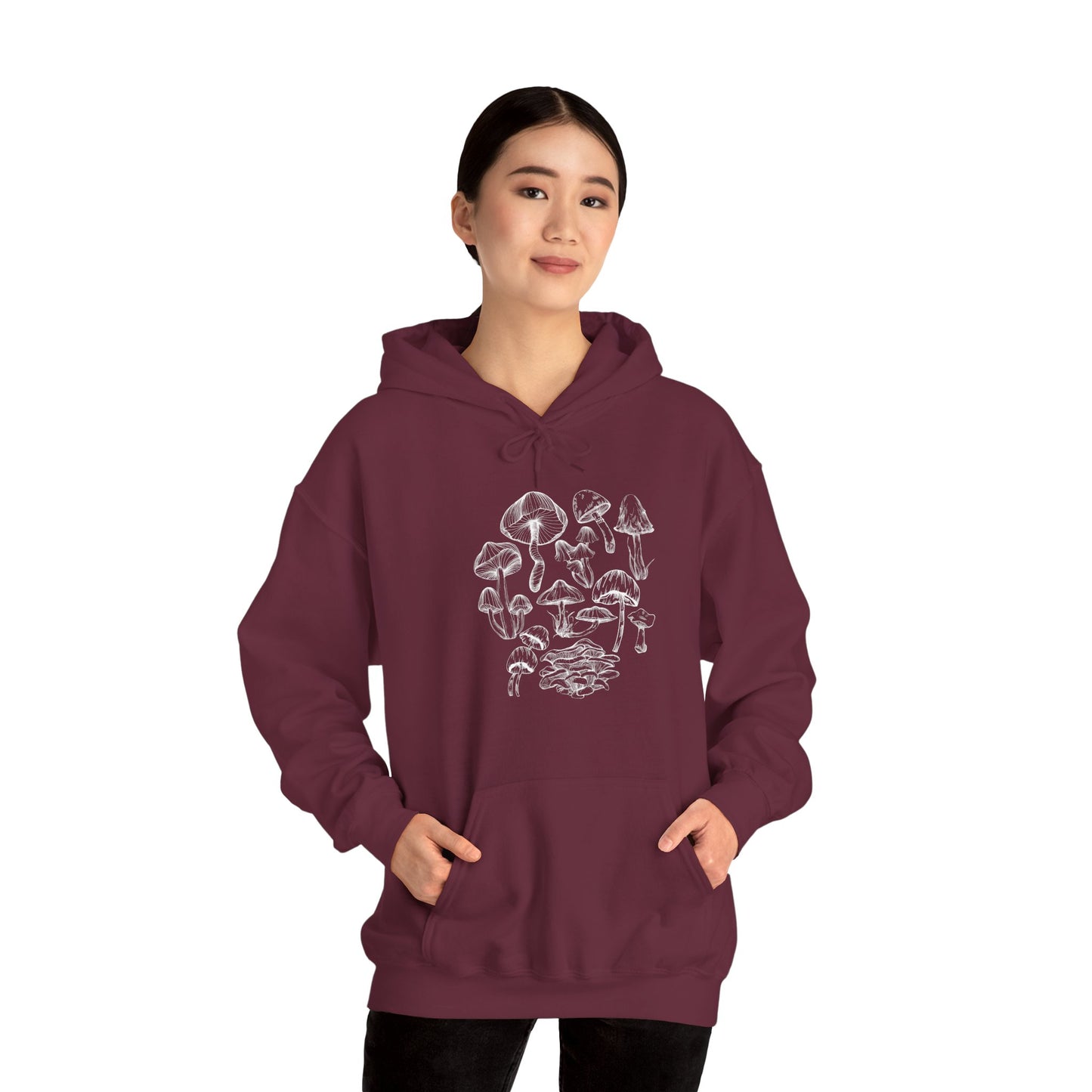 Unisex Mushroom Lover Fungi Print Toadstool Hooded Sweatshirt