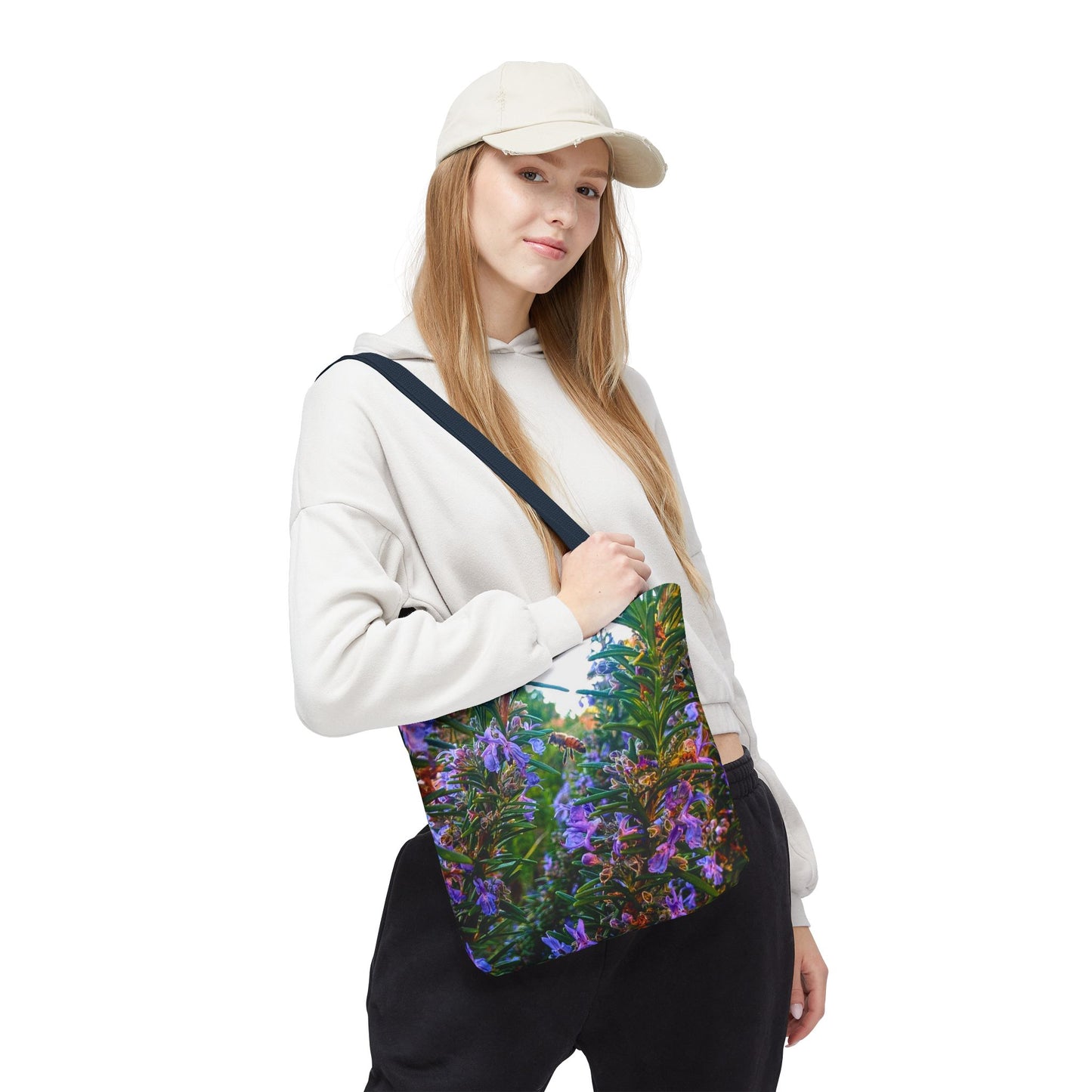 Garden Themed Bee and Rosemary Tote Bag
