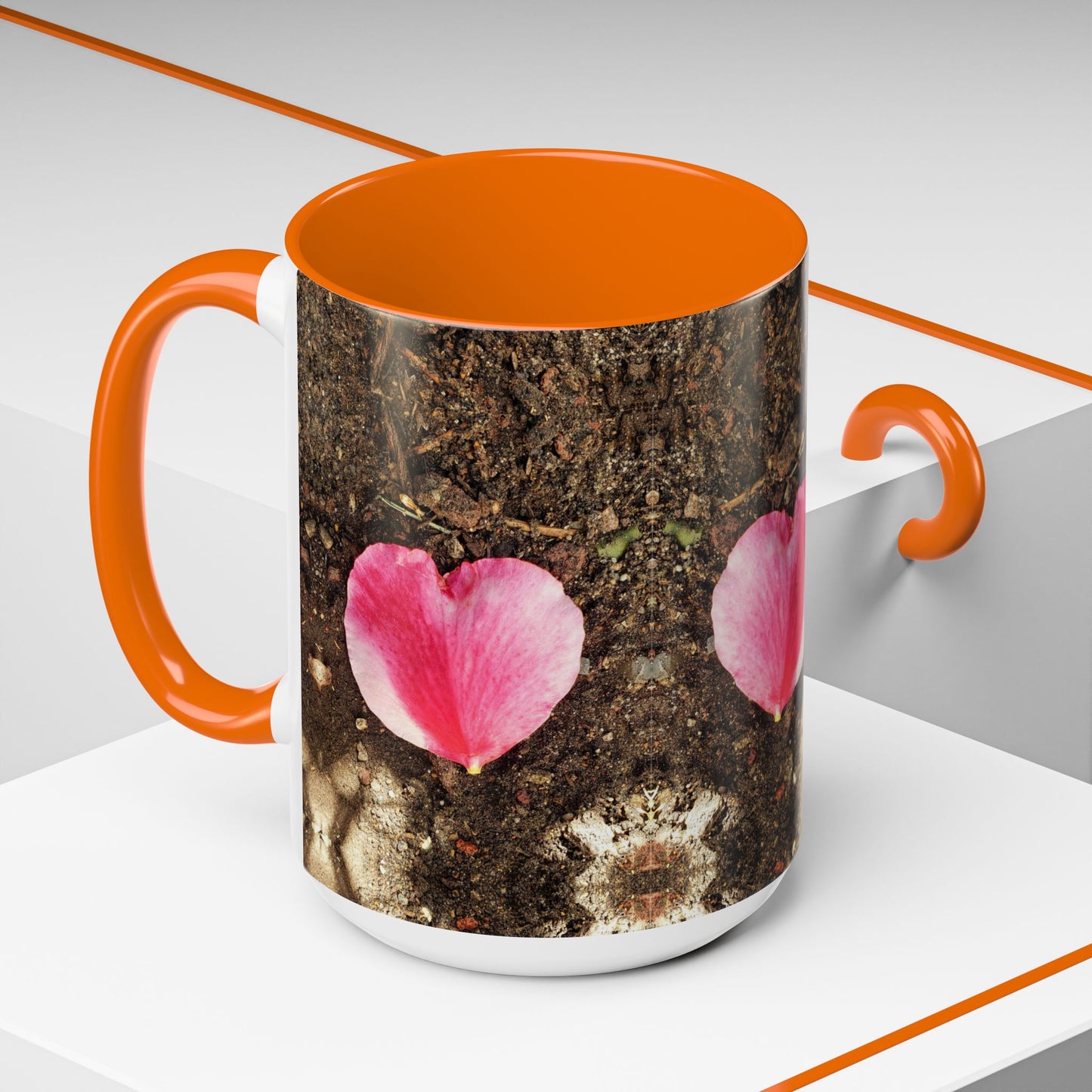 11oz/15oz Garden Themed Double Delight Heart Shaped Rose Petal Coffee Mug