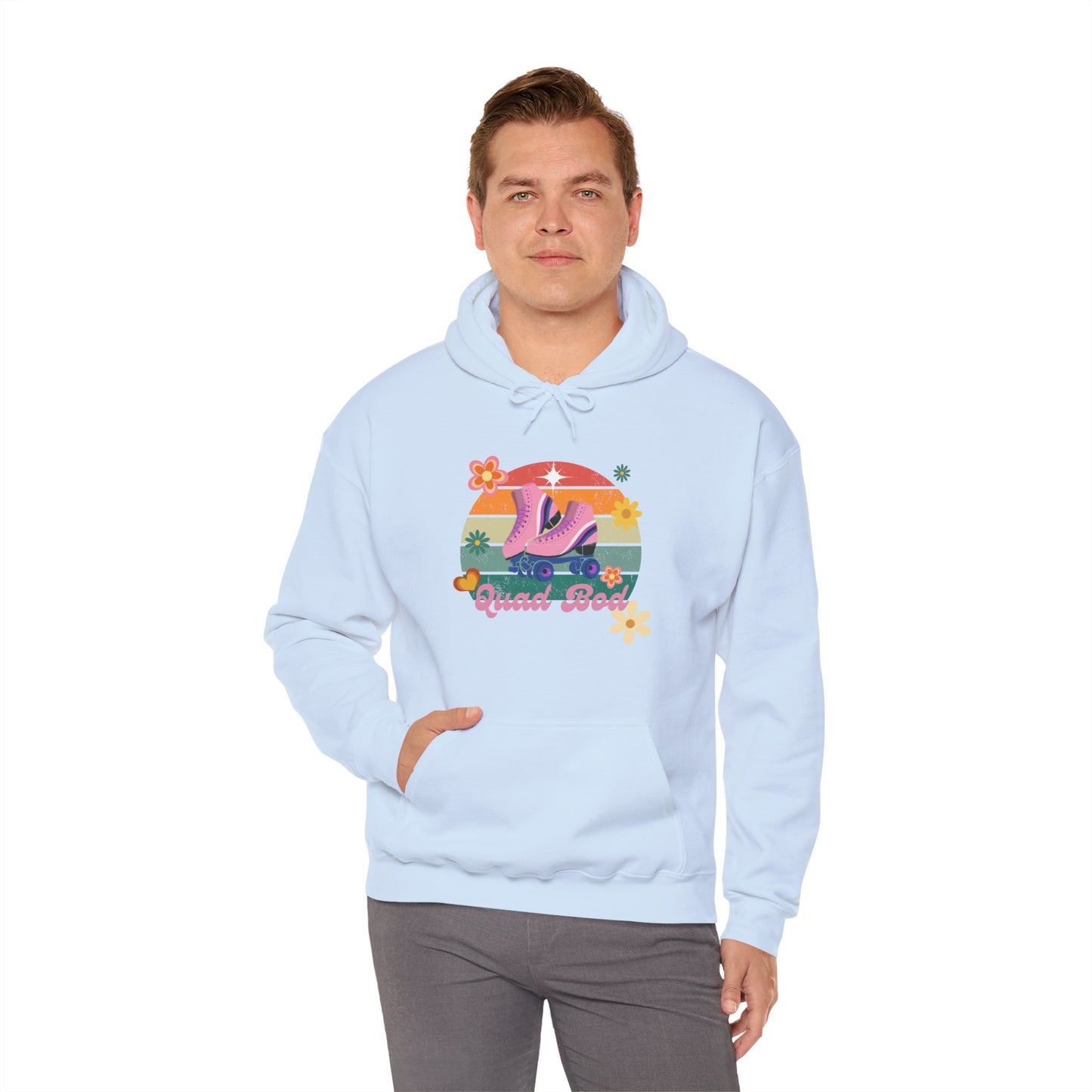 Unisex Heavy Blend™ Quad Bod Retro Vibes Rollerskater Hooded Sweatshirt