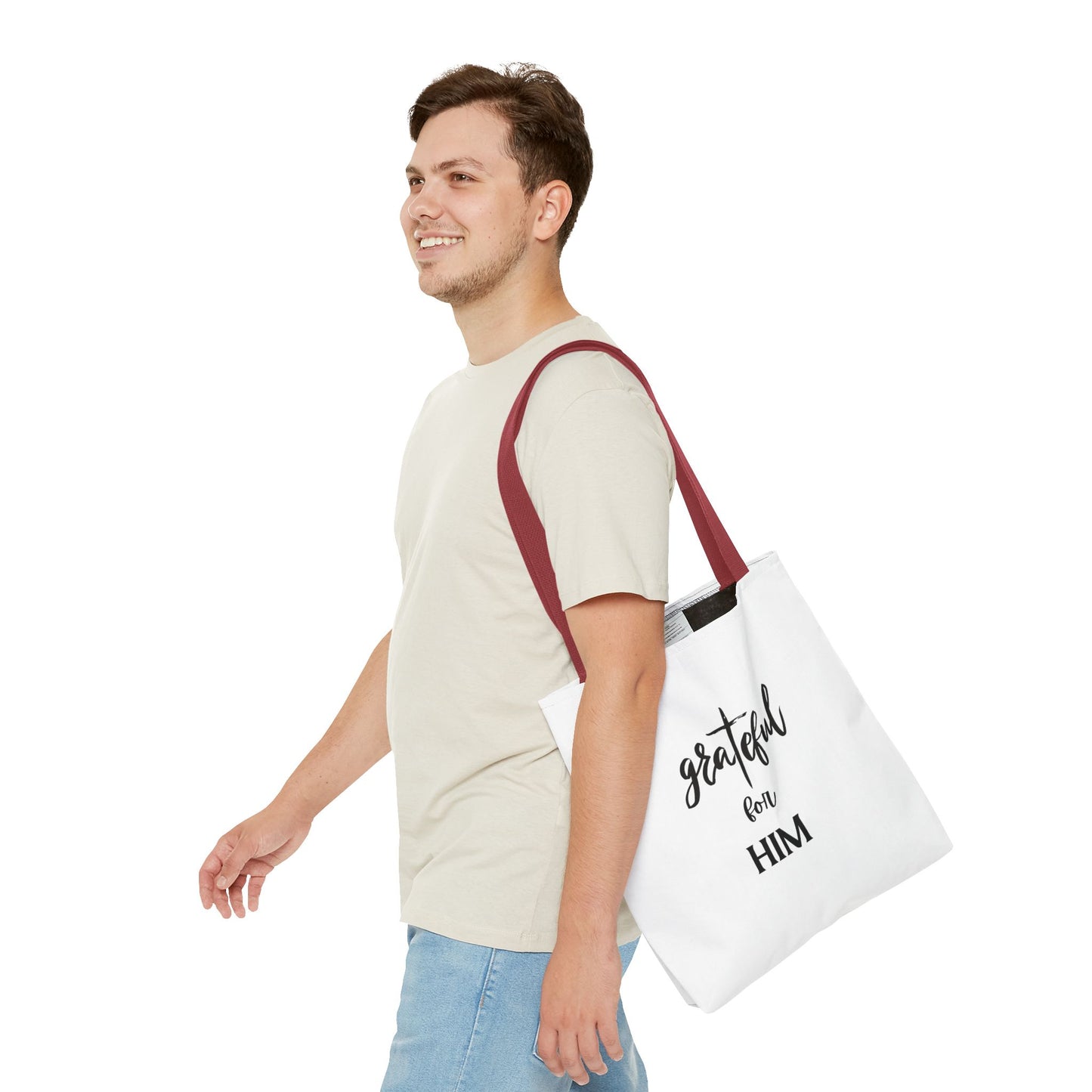 Unisex GraTeful For Him Faith Bible Study Reusable Lunch Bag Everyday Carry Tote Bag