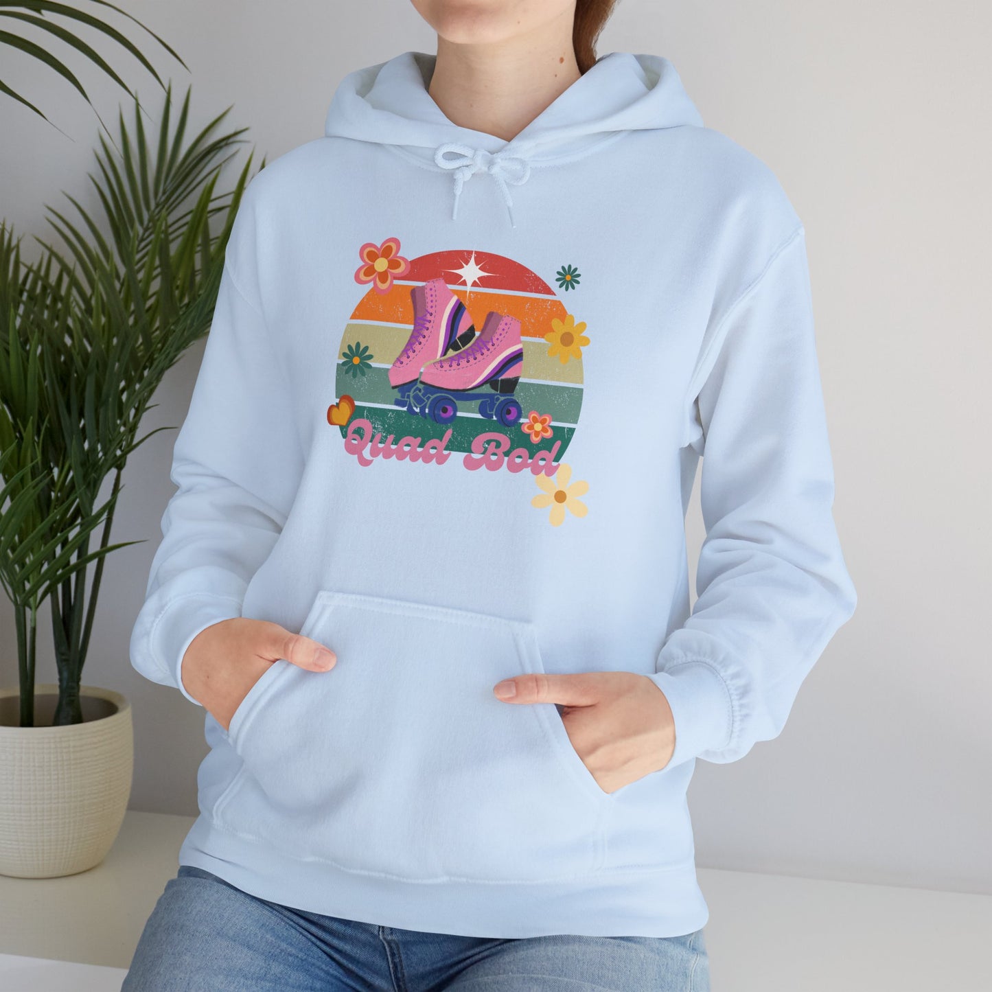 Unisex Heavy Blend™ Quad Bod Retro Vibes Rollerskater Hooded Sweatshirt