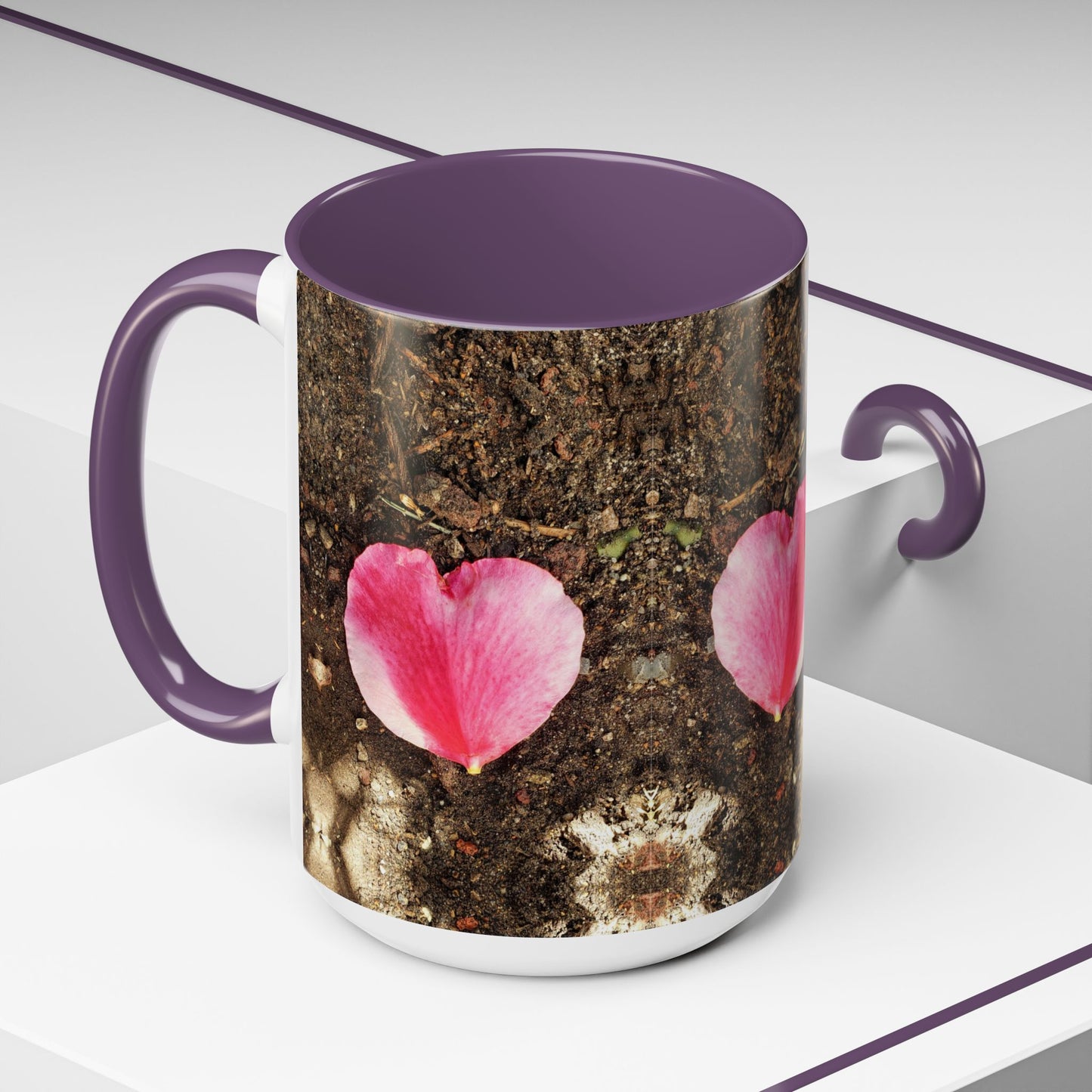 11oz/15oz Garden Themed Double Delight Heart Shaped Rose Petal Coffee Mug