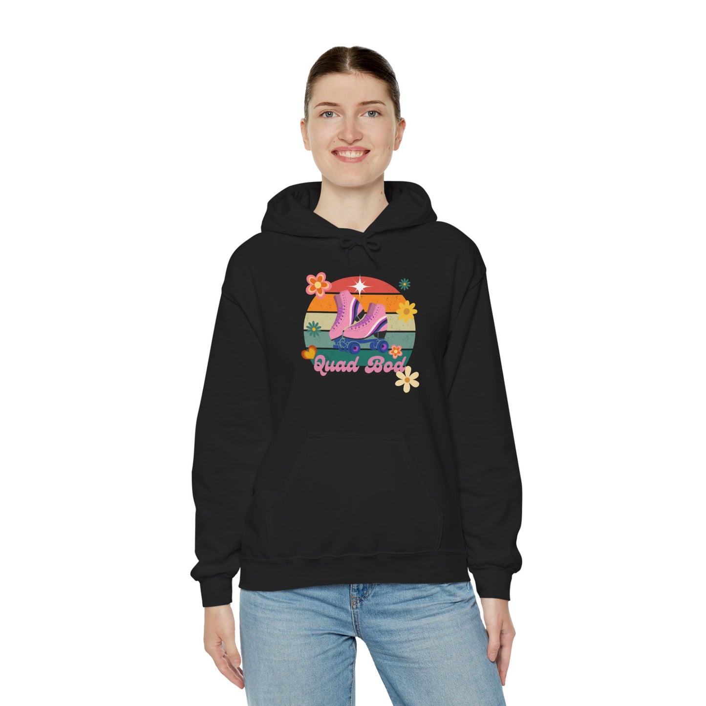 Unisex Heavy Blend™ Quad Bod Retro Vibes Rollerskater Hooded Sweatshirt