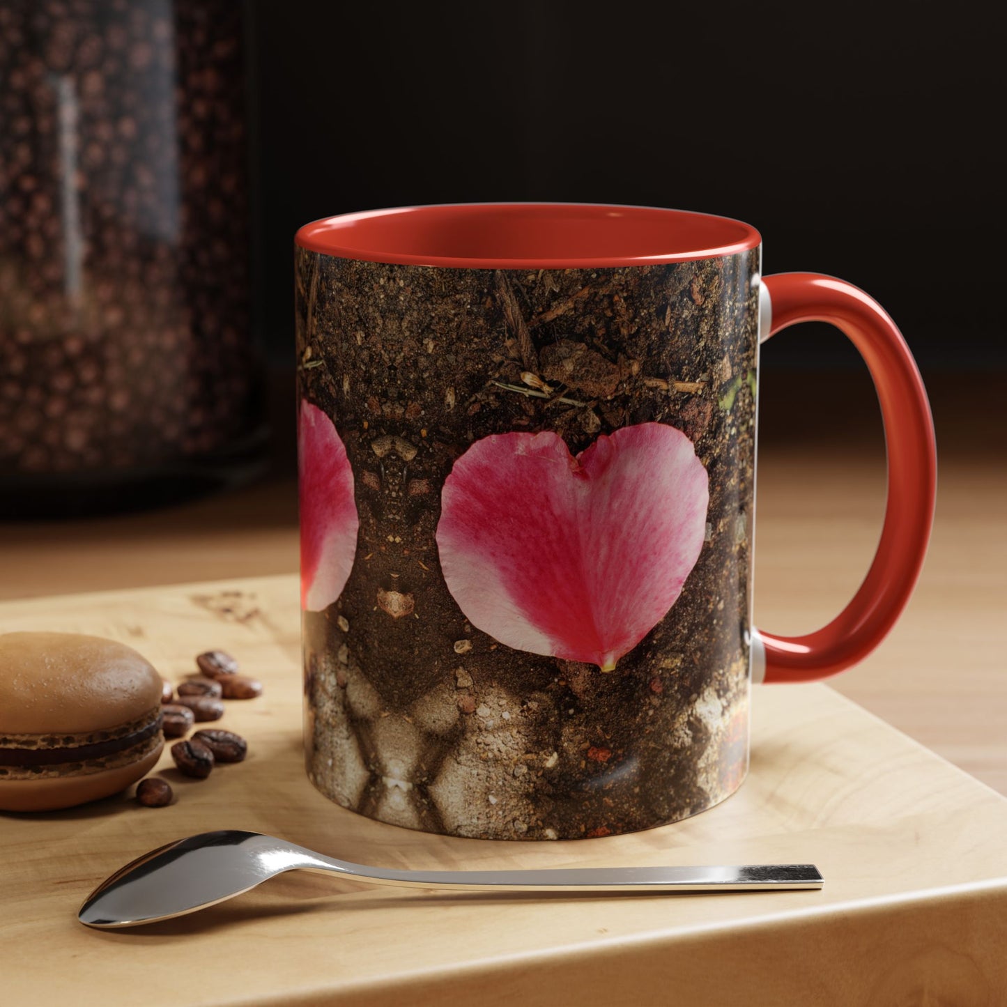 11oz/15oz Garden Themed Double Delight Heart Shaped Rose Petal Coffee Mug