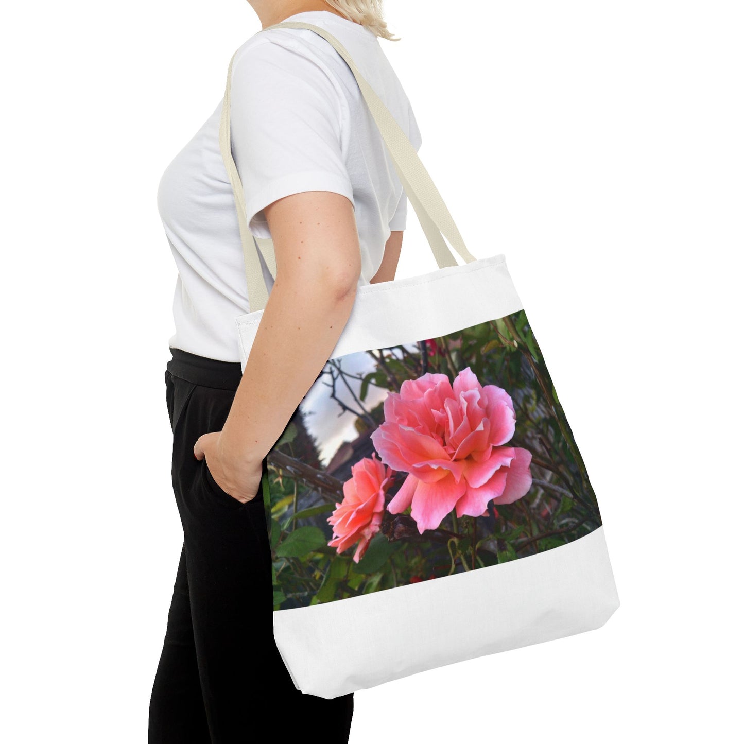 Unisex Garden Themed Double Delight Roses Reusable Tote Bag