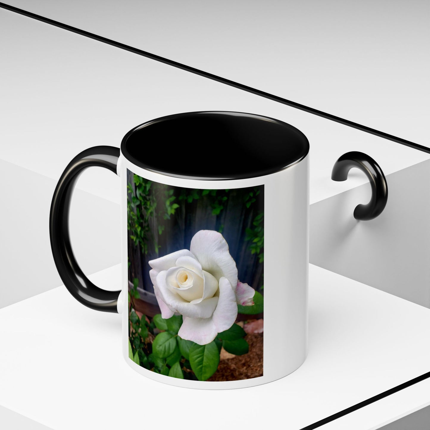 11oz/15oz Garden Themed White Sugar Moon Hybrid Tea Roses Coffee Mug