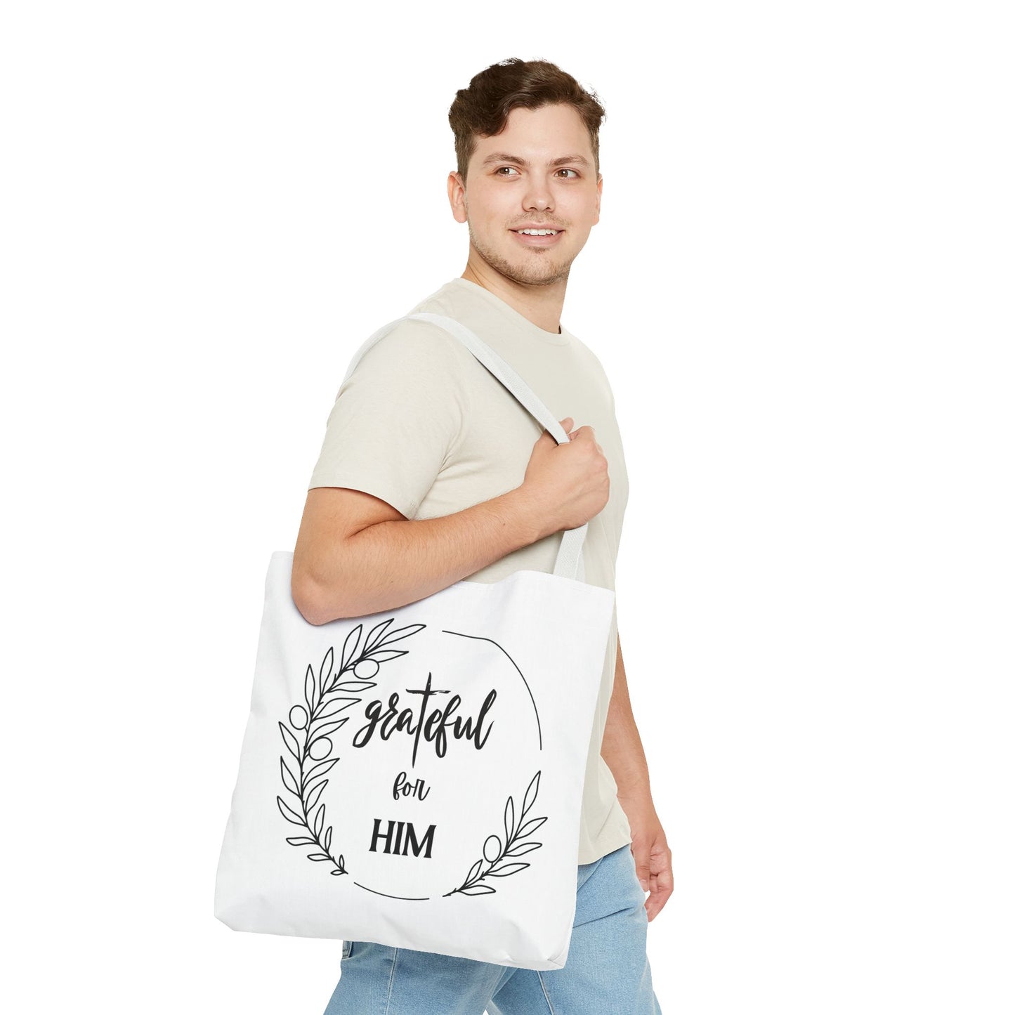 Unisex graTeful For Him Round Motif Tote Bag