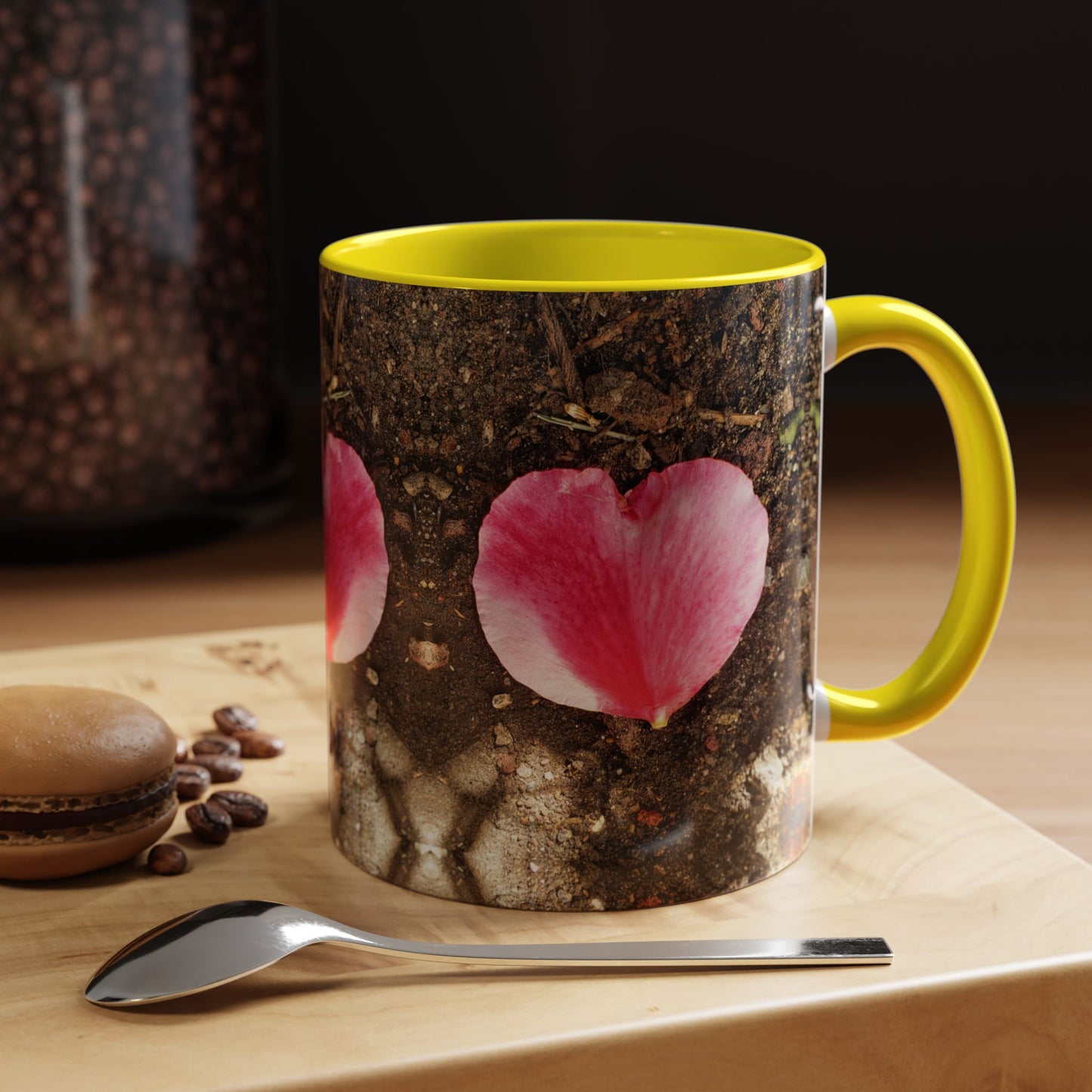 11oz/15oz Garden Themed Double Delight Heart Shaped Rose Petal Coffee Mug