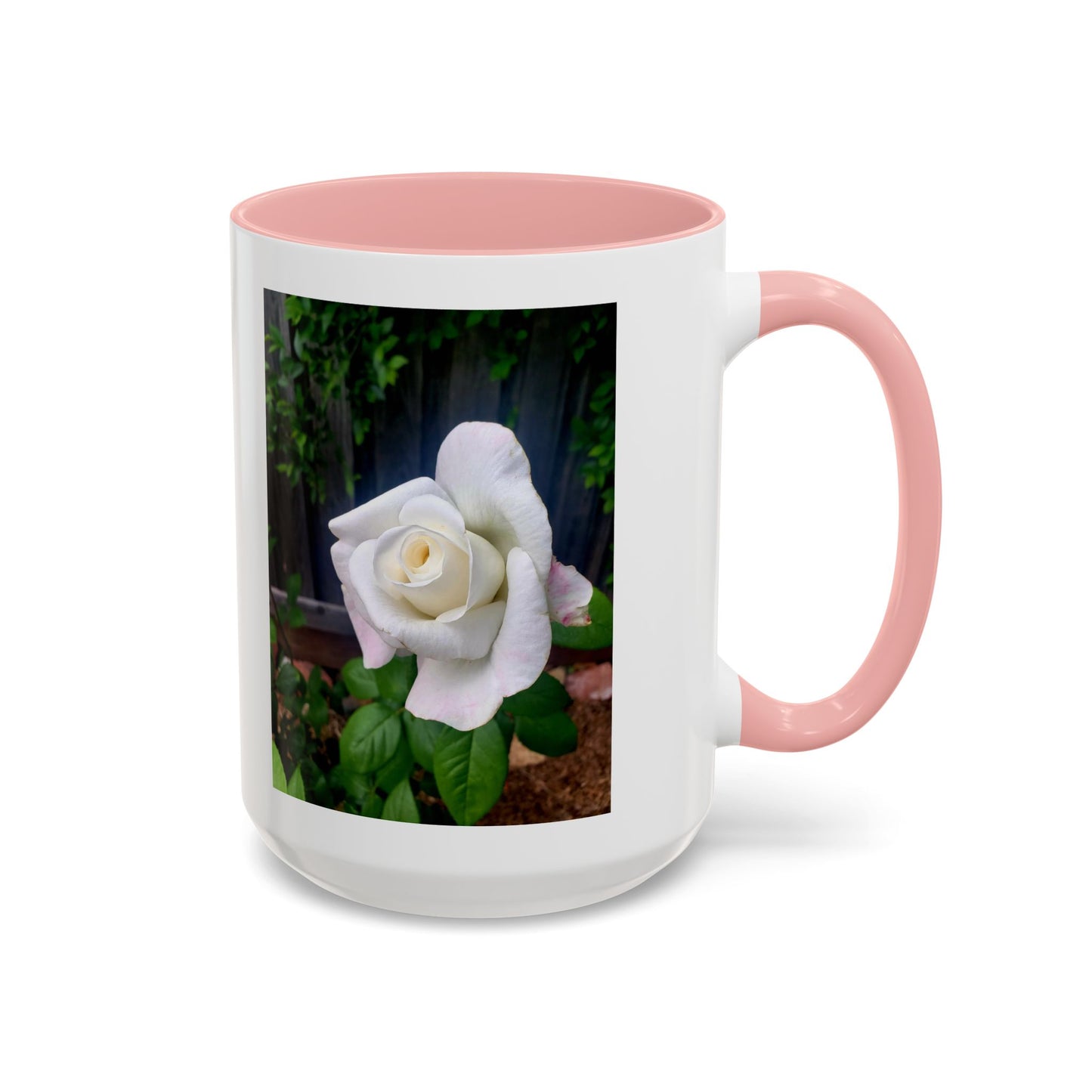 11oz/15oz Garden Themed White Sugar Moon Hybrid Tea Roses Coffee Mug
