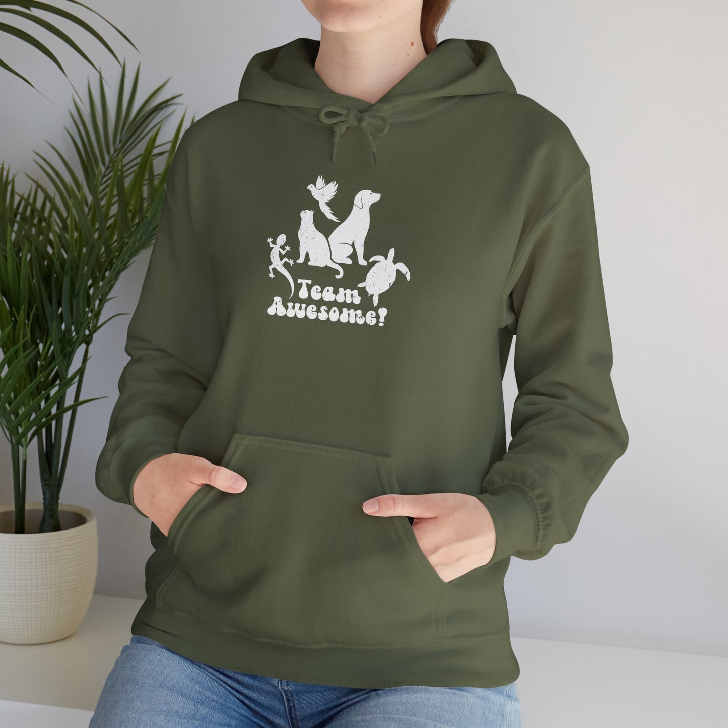 Unisex Animal Lover Lizard Cat Bird Dog Turtle Team Awesome Hooded Sweatshirt