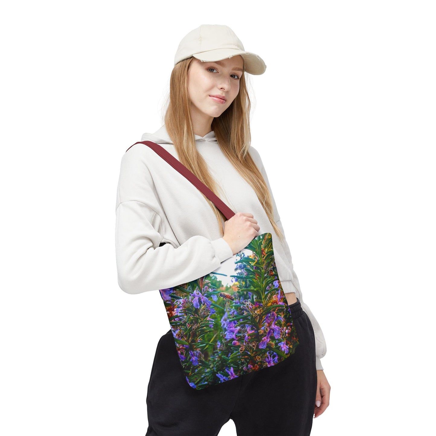 Garden Themed Bee and Rosemary Tote Bag