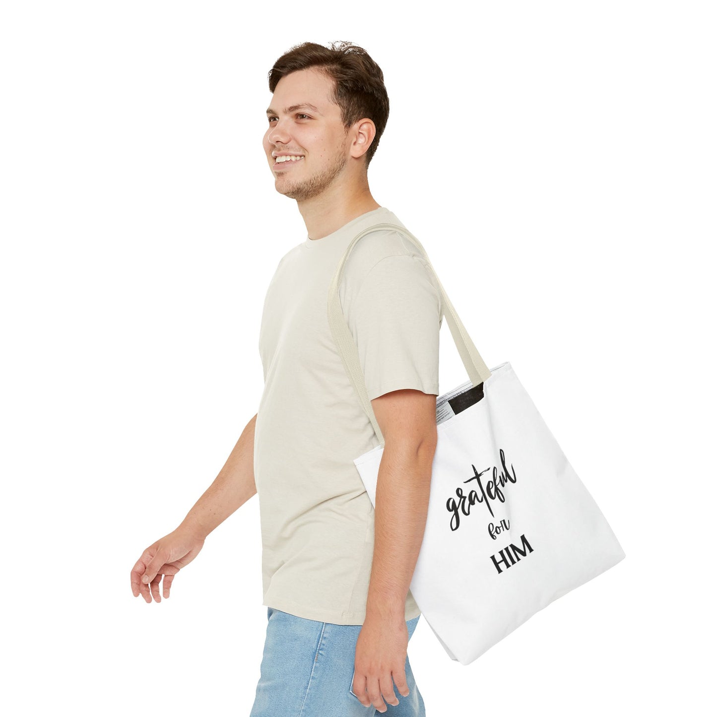 Unisex GraTeful For Him Faith Bible Study Reusable Lunch Bag Everyday Carry Tote Bag