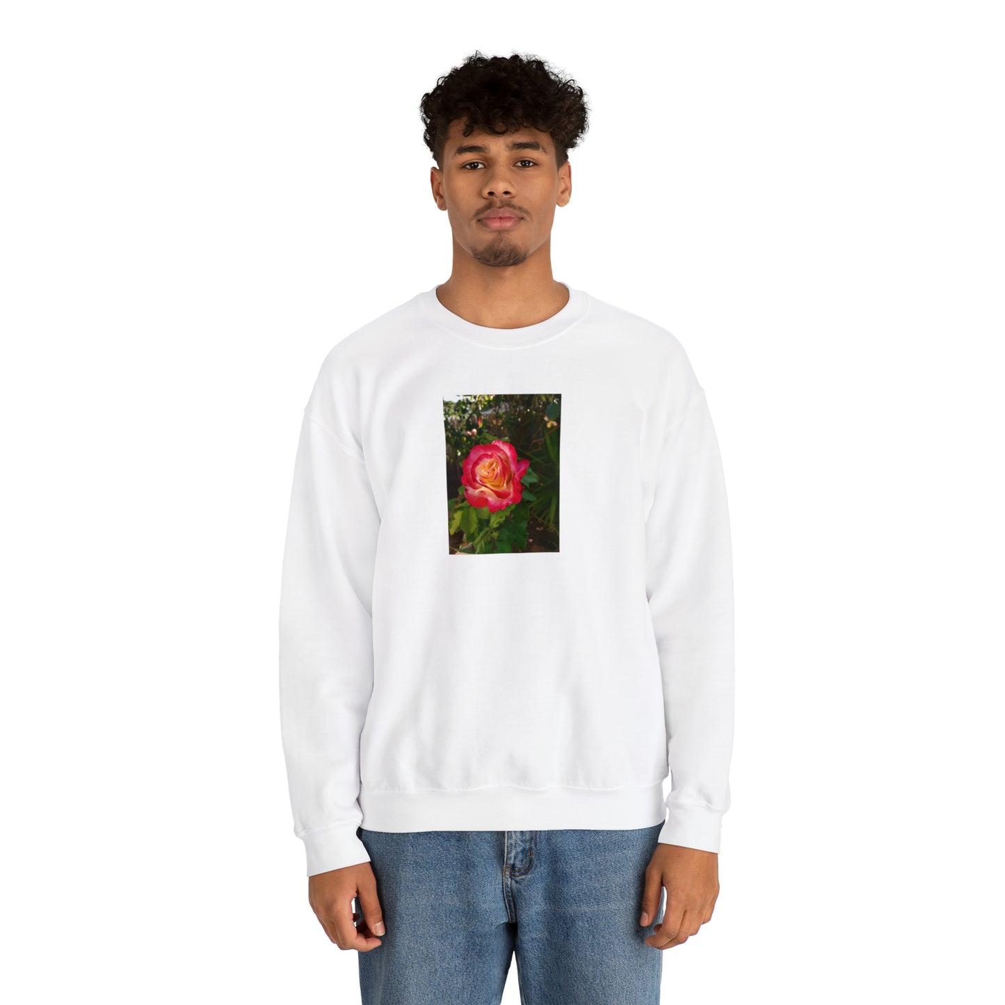 Unisex Gardening Sweatshirt Double Delight Rose Print